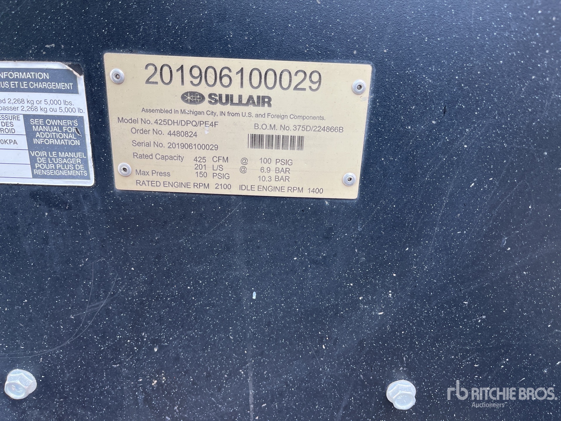 2019 Sullair 425HDPQ-PE