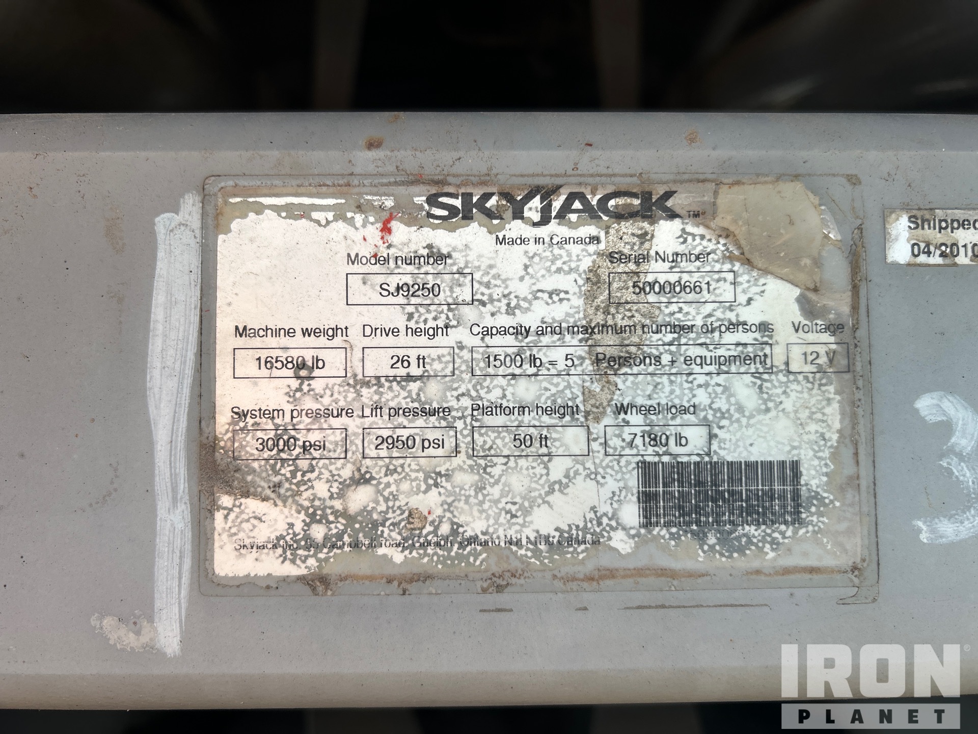 2010 Skyjack SJ9250