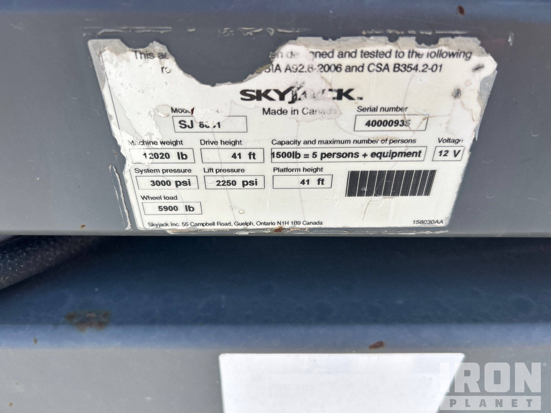 2012 Skyjack SJ8841RT