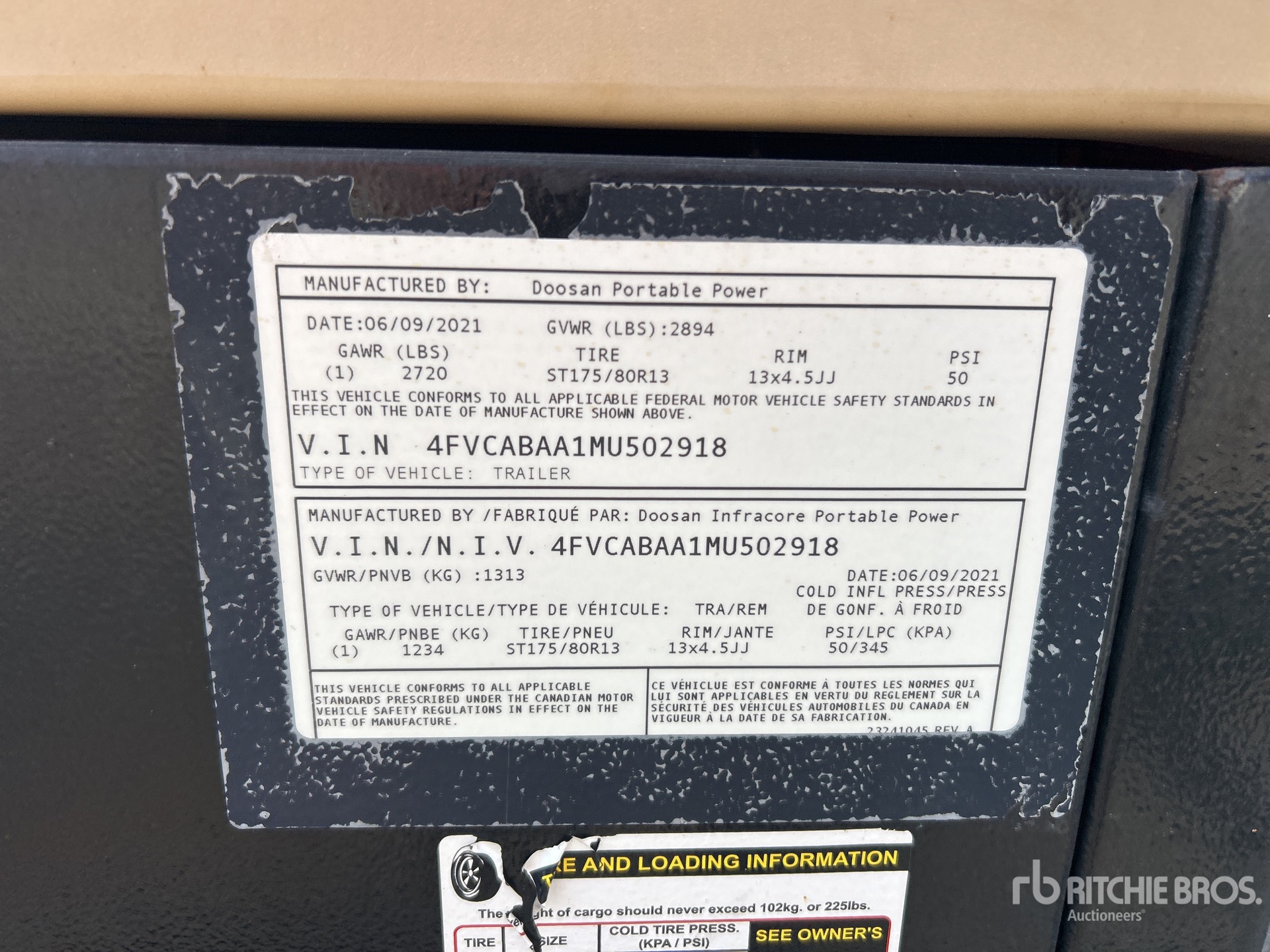 2021 Doosan Portable Power C185WDO-T4F