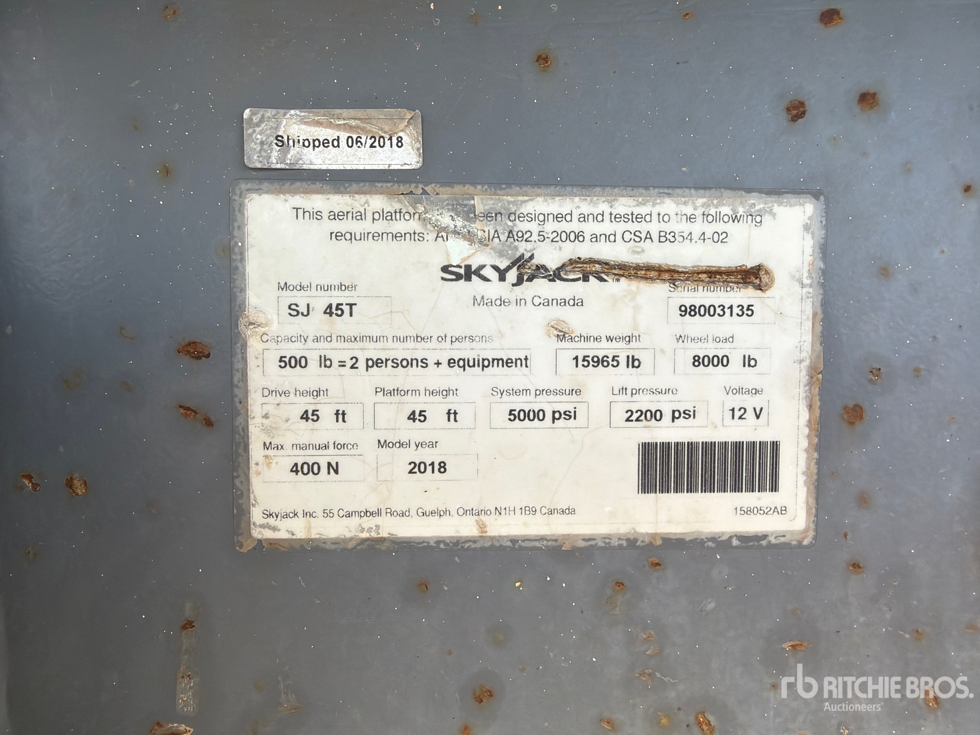 2018 Skyjack SJ45T