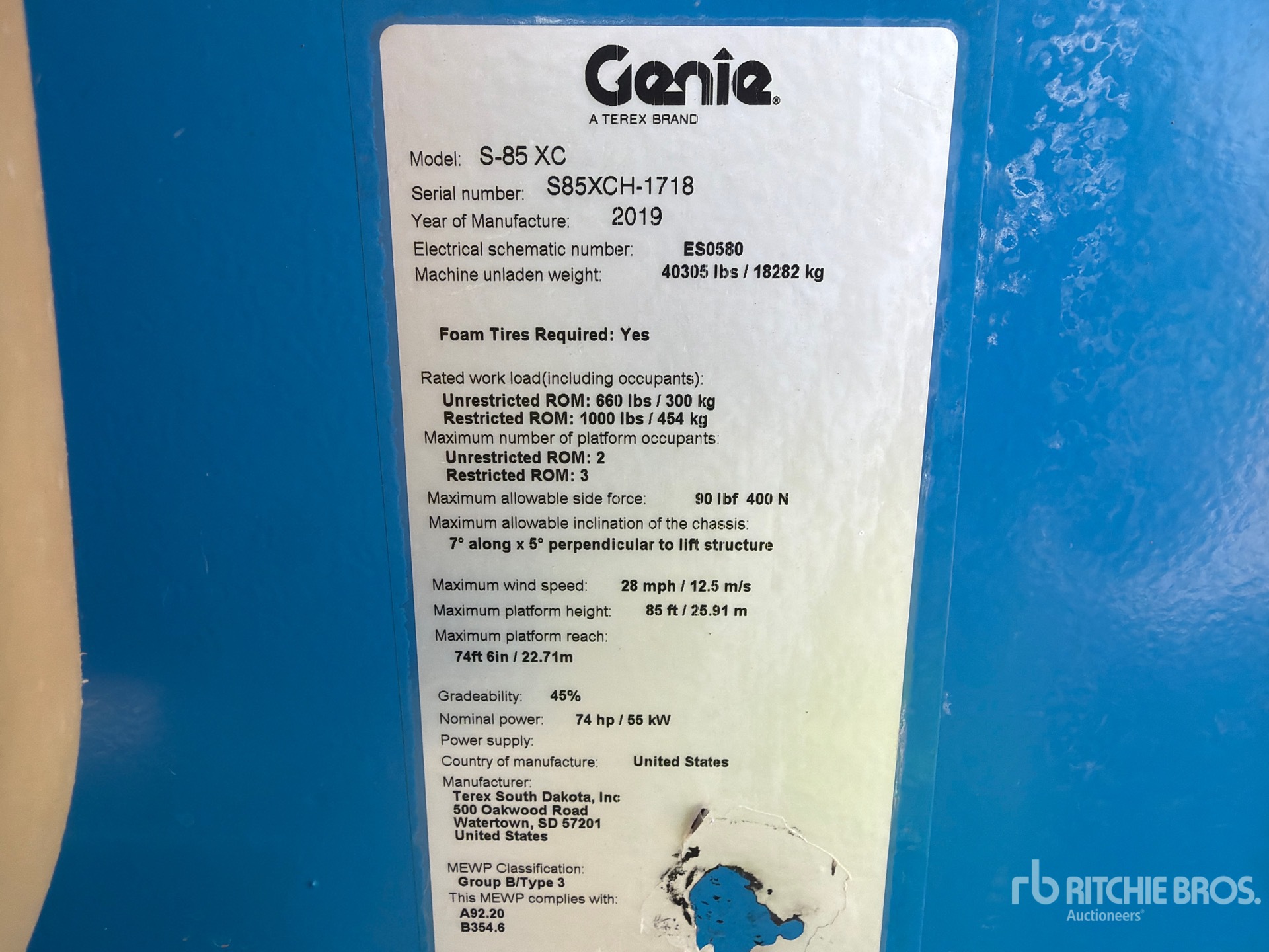 2019 Genie S85XC