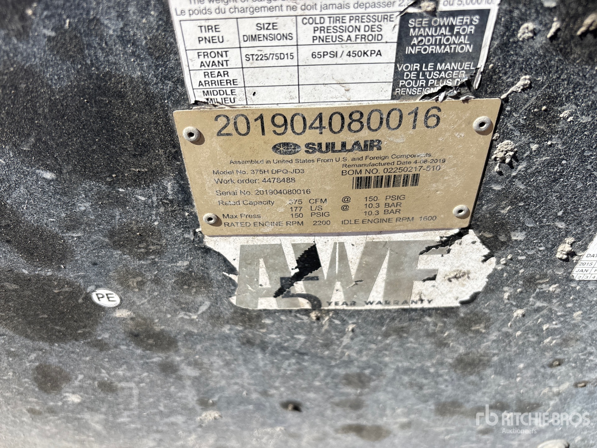 2019 Sullair 375H DPQ JD3