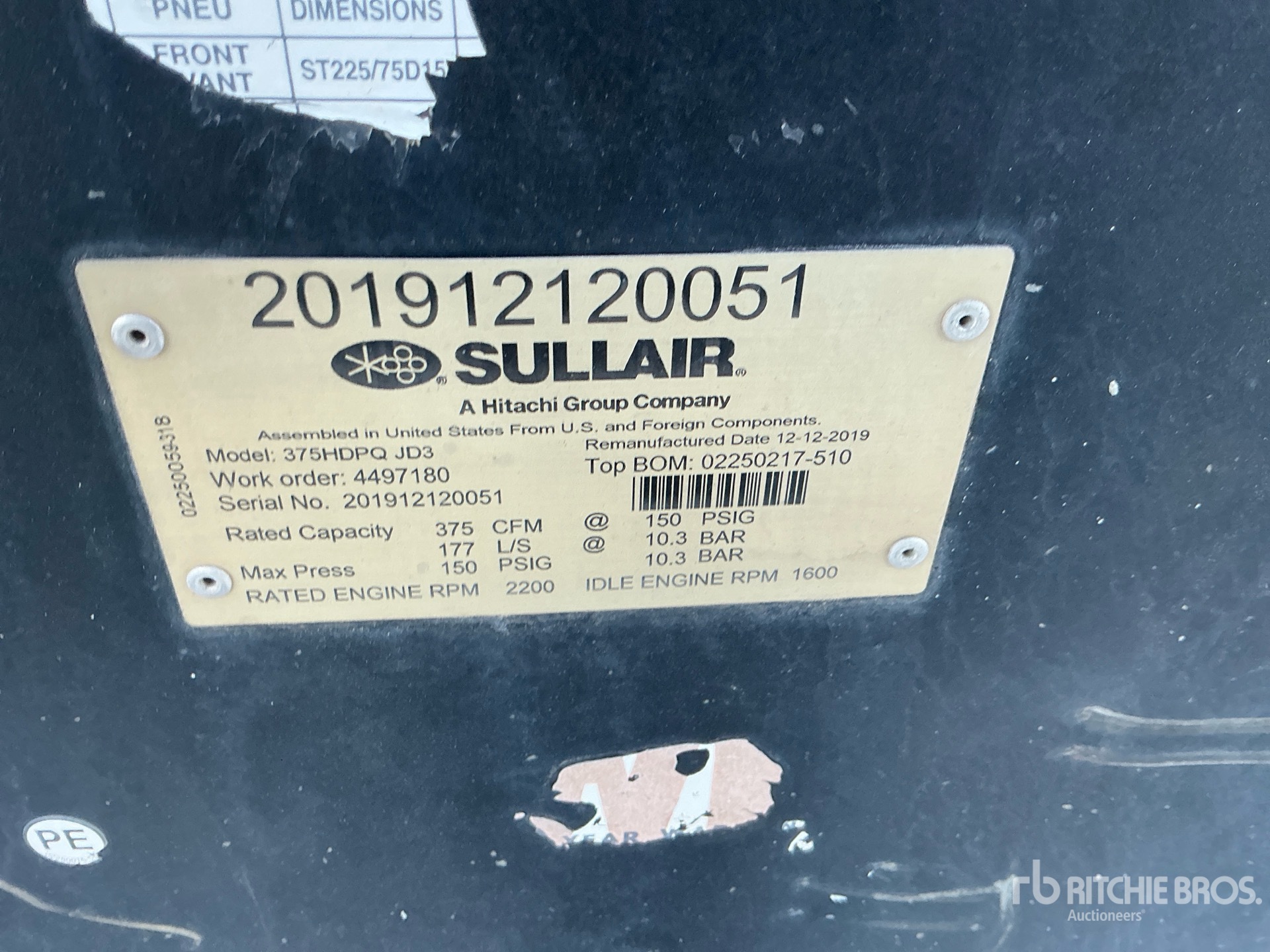 Photo of 2019 Sullair 375H DPQ JD3