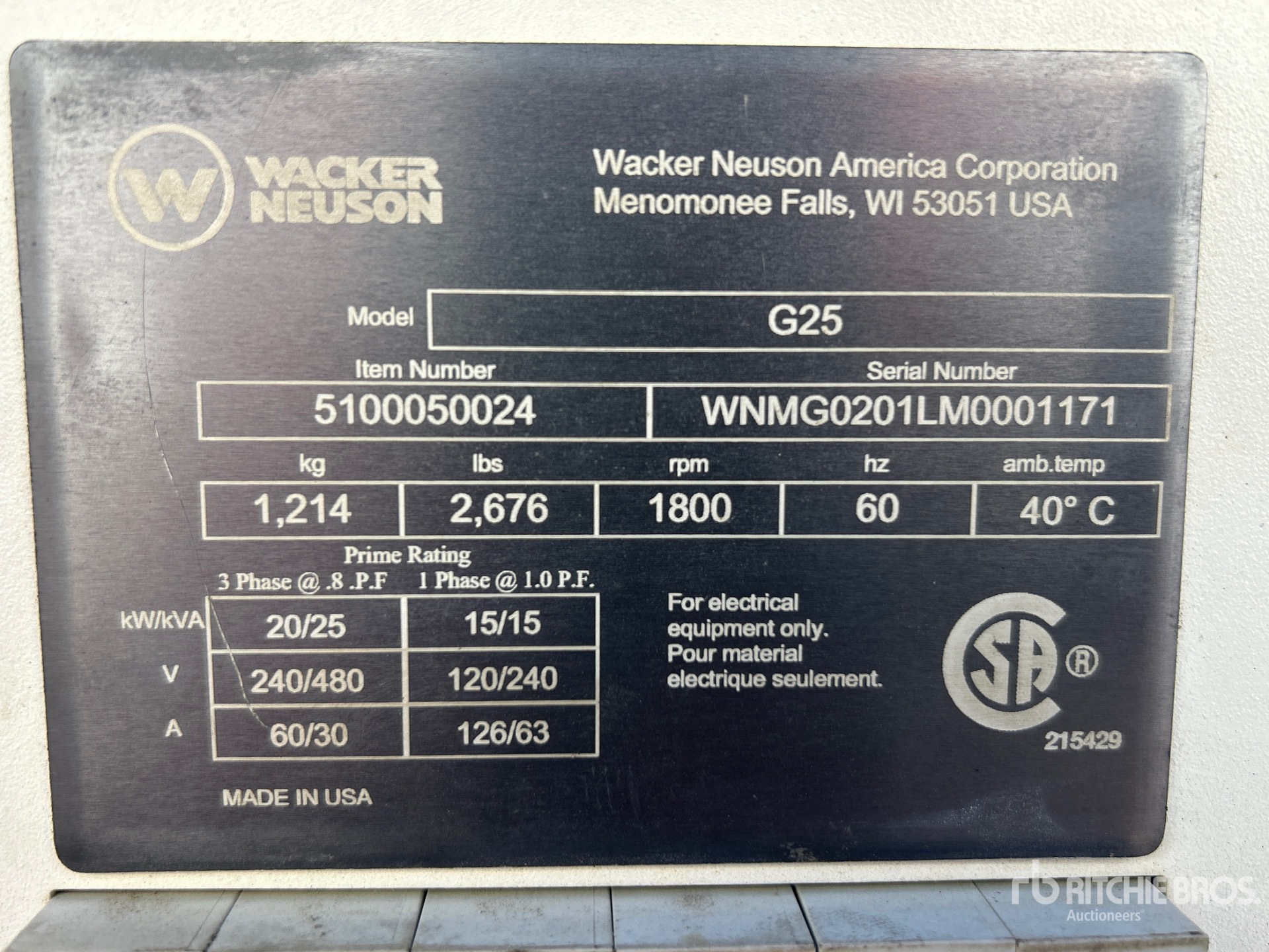 2021 Wacker Neuson G-25