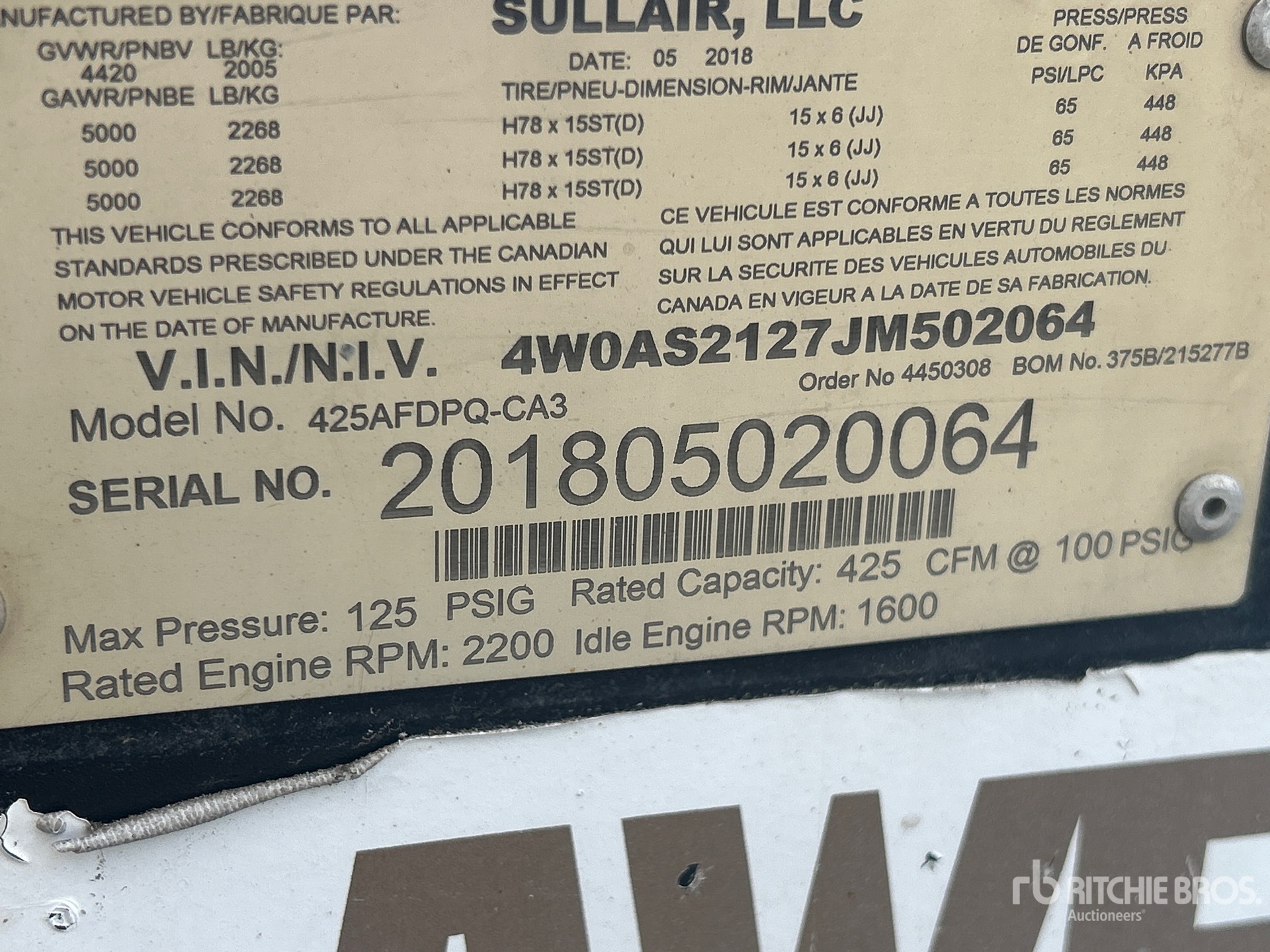 2018 Sullair 400HDPQ-CU