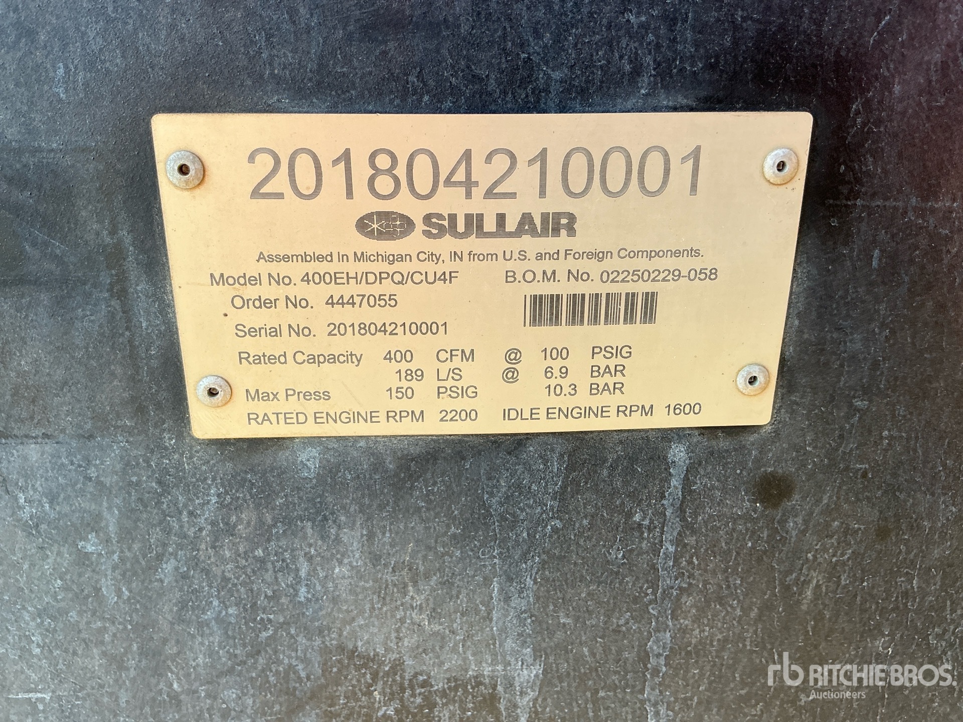 2018 Sullair 400HDPQ-CU