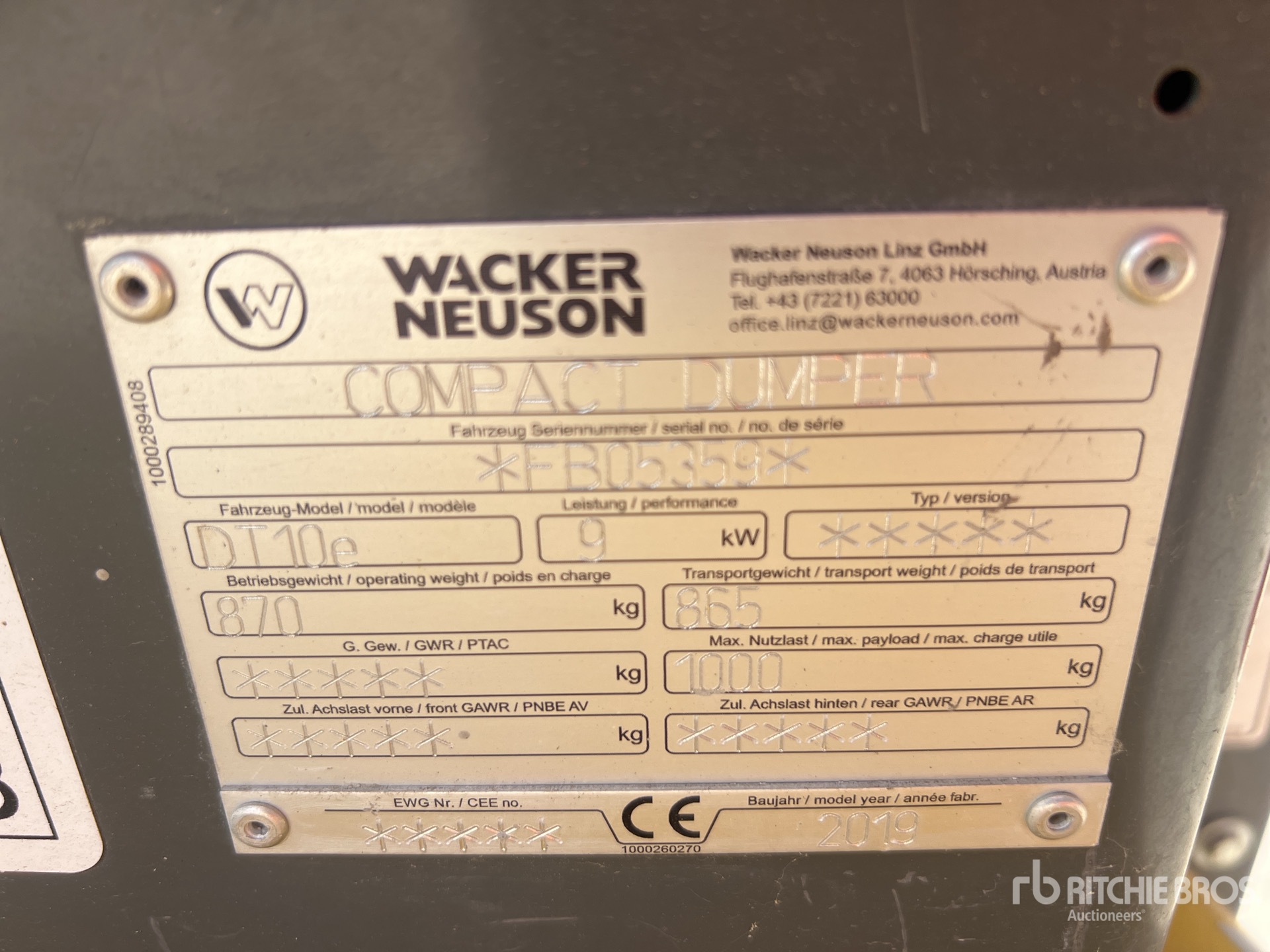 2019 Wacker Neuson DT10E