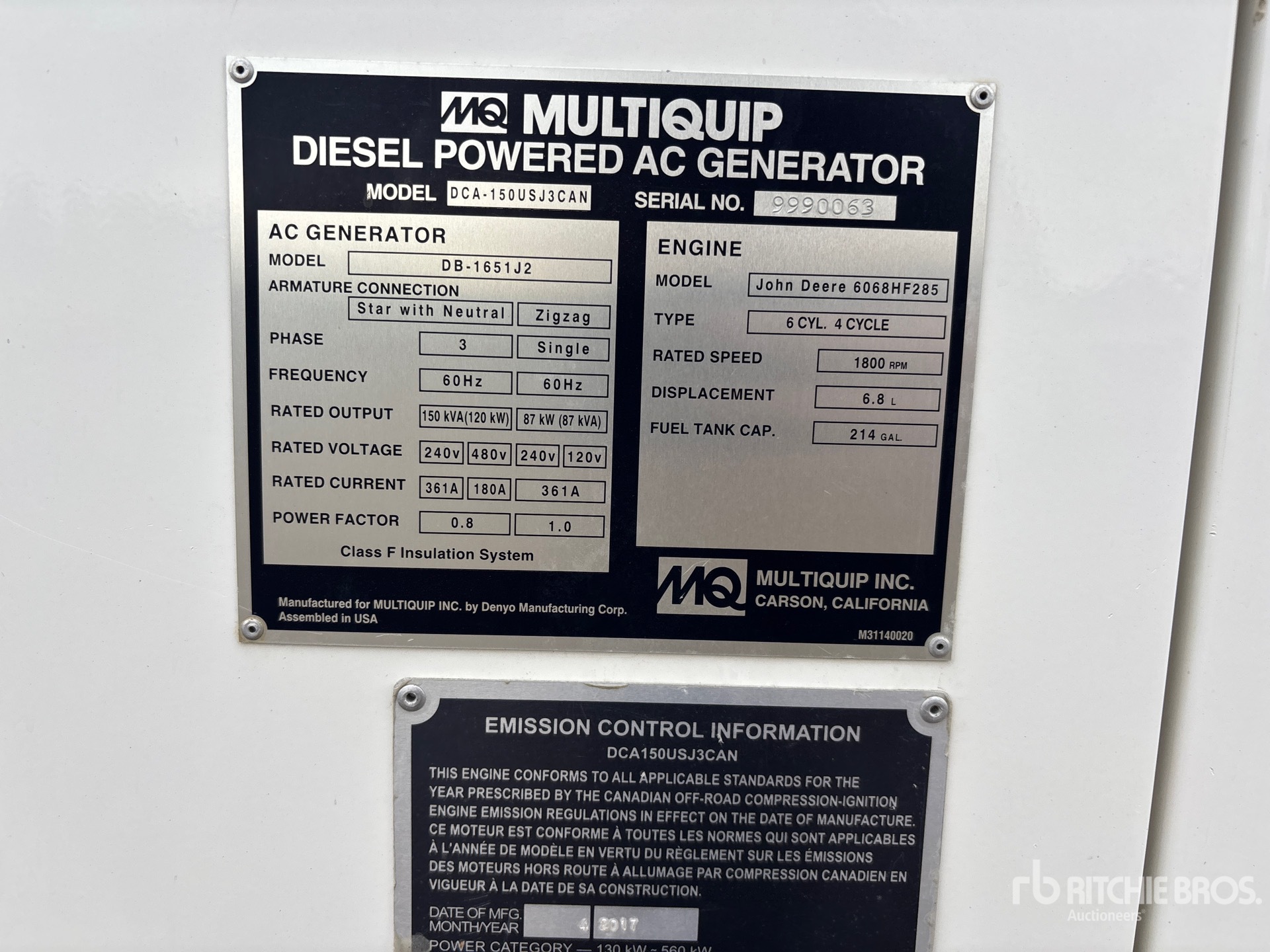 2017 Multiquip DCA-150USJ3CAN