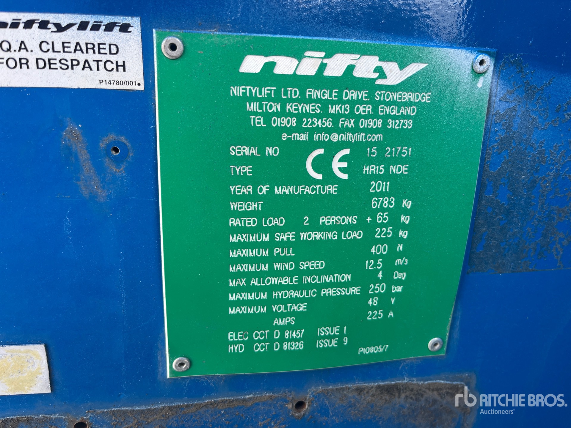 2011 Niftylift HR15NDE