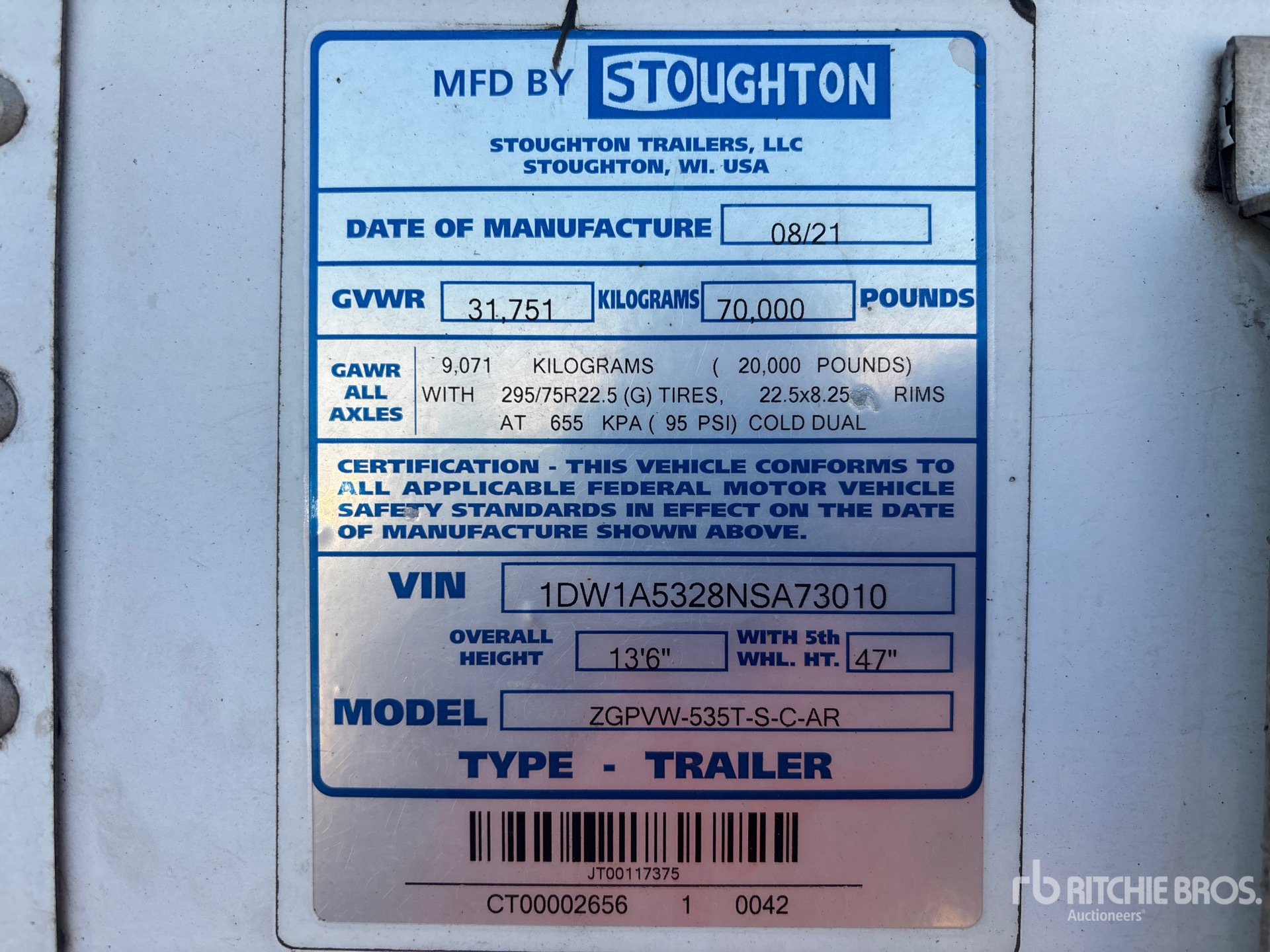 2022 Stoughton ZGPVW-535T-S-C-