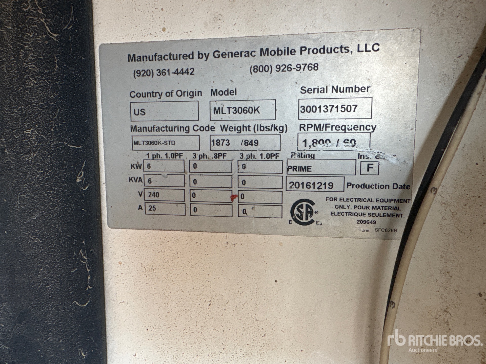 2016 Generac MLT3060K