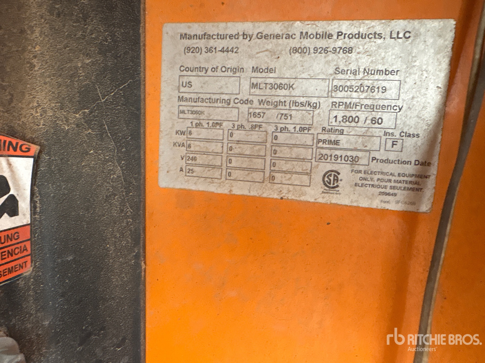 2019 Generac MLT3060K