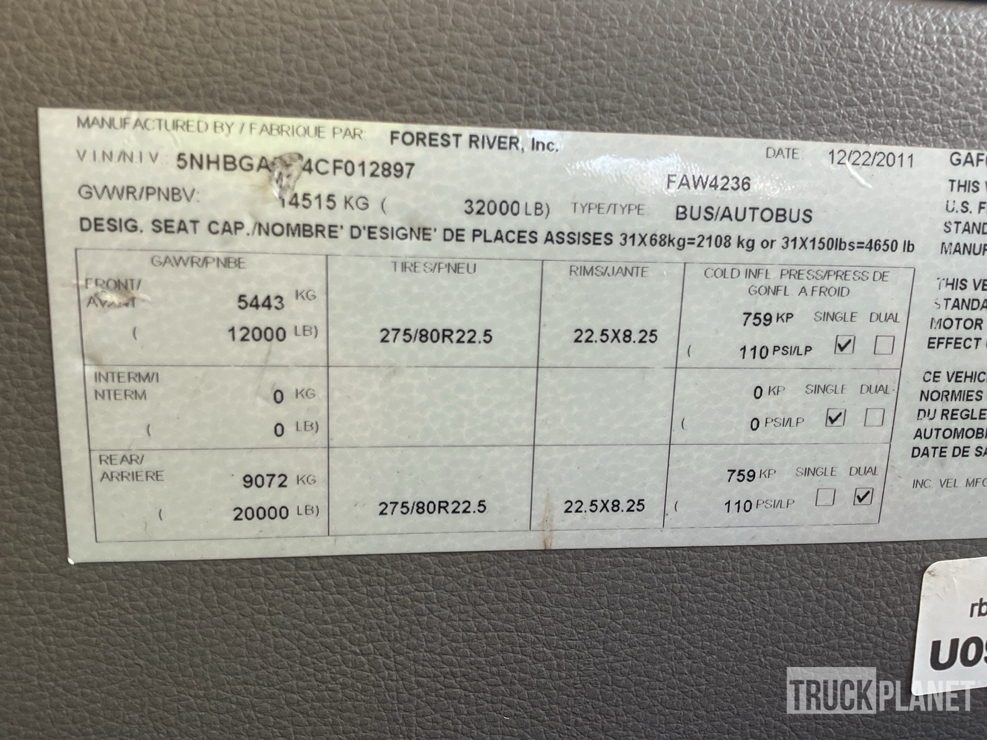 2012 Freightliner MBC
