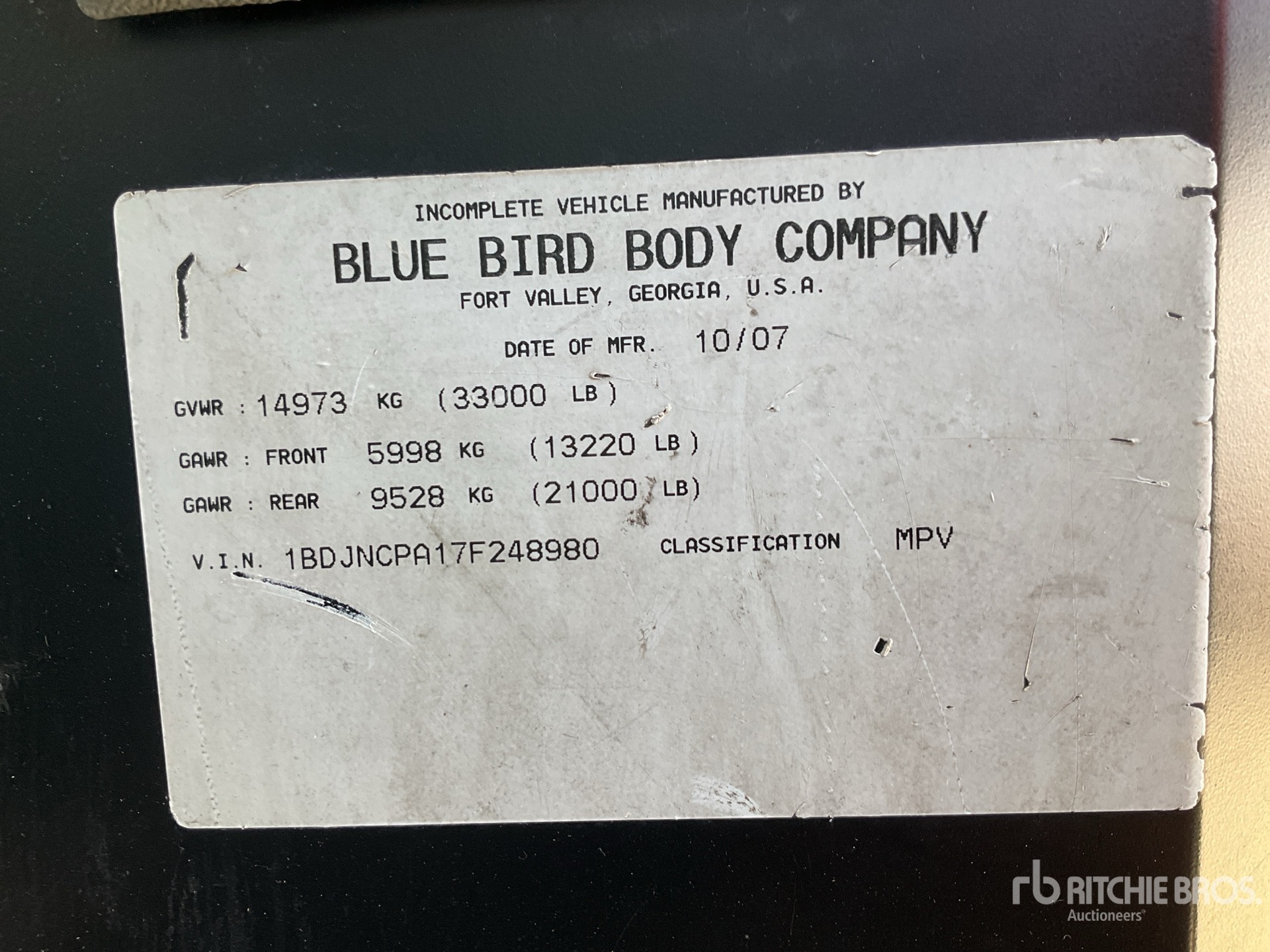 2007 Bluebird 4X2 BLOODMOBILE BUS