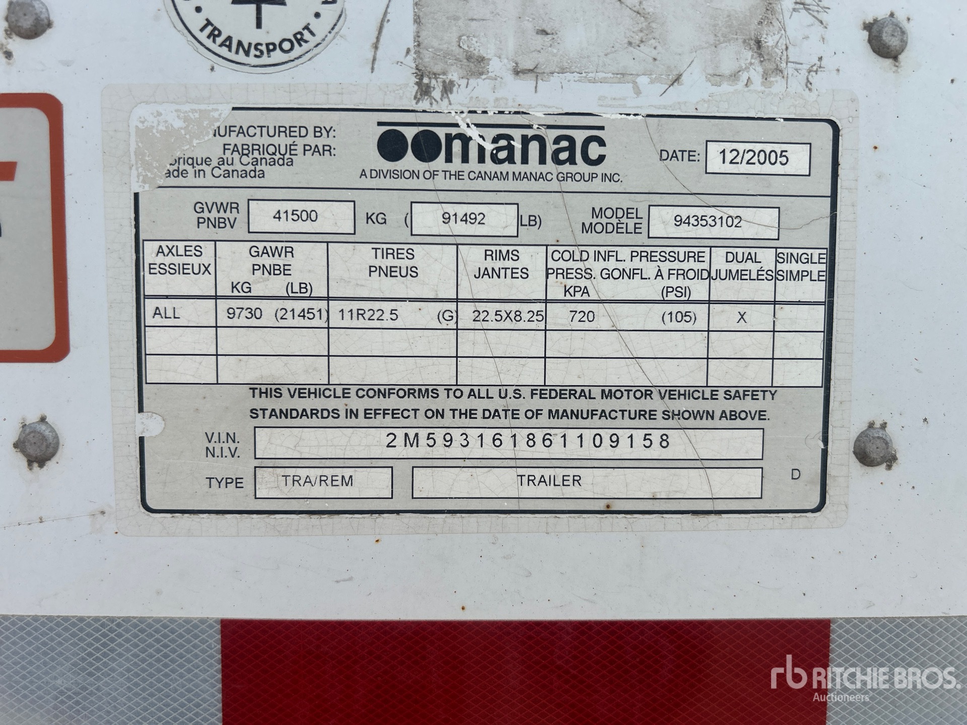 2006 Manac 53 FT X 102 IN TRI/A HEATED