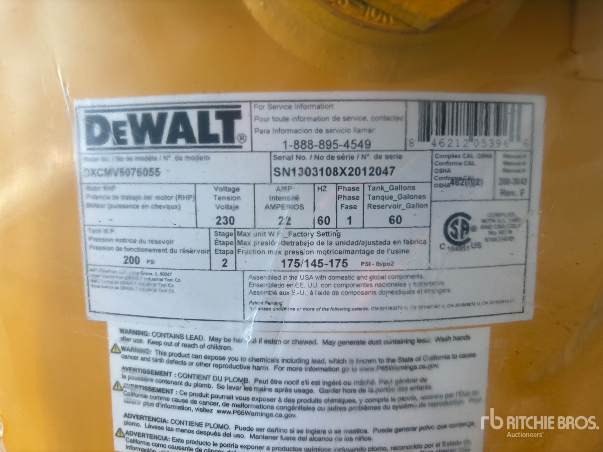 Dewalt 15.3 CFM SKID-MOUNTED ELECTRIC  ...