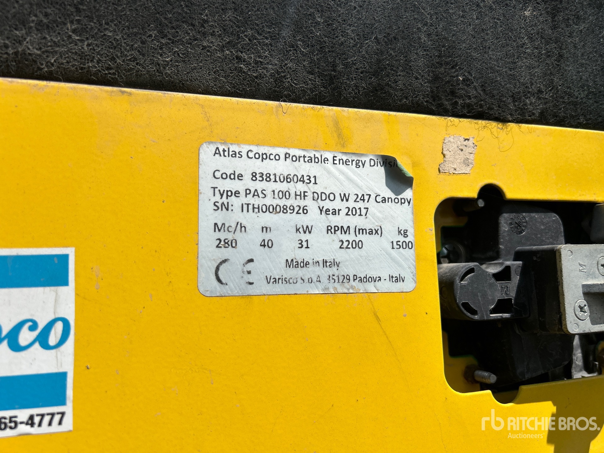 2017 Atlas Copco PAS100HF