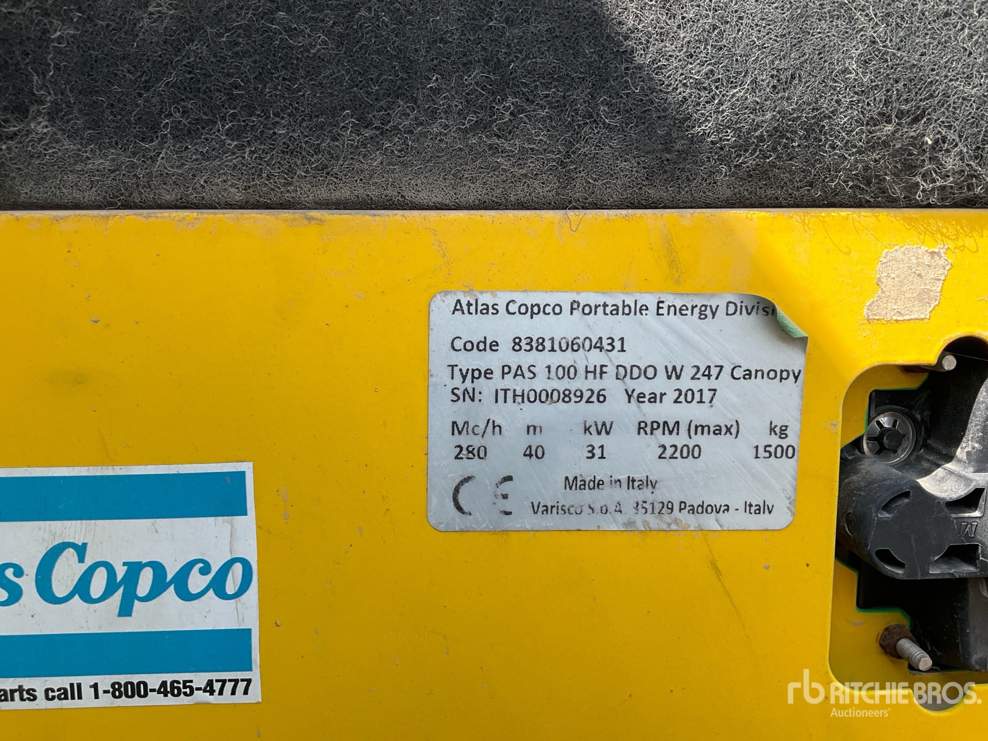 2017 Atlas Copco PAS100HF