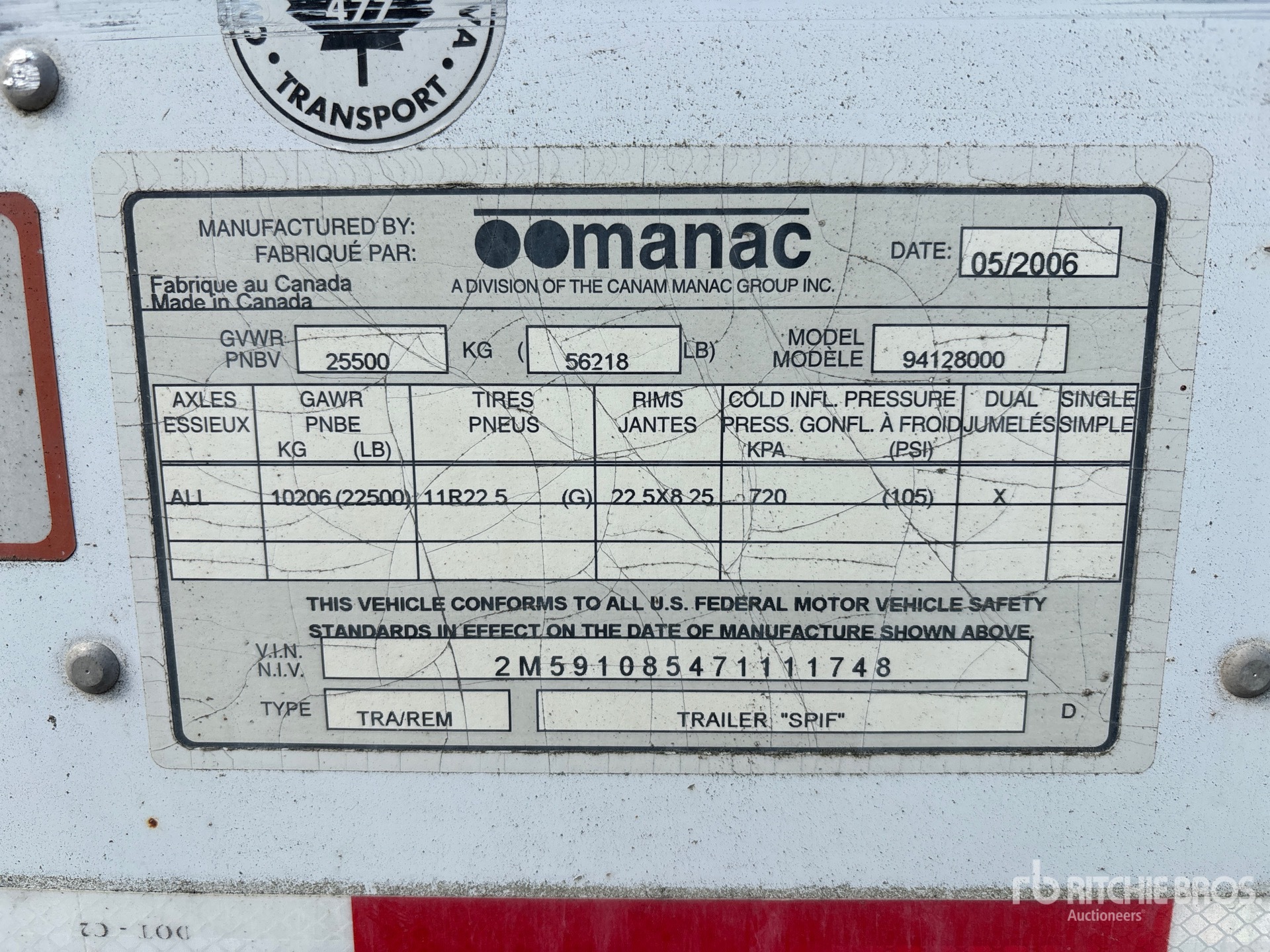 2007 Manac 28 FT X 102 IN S/A
