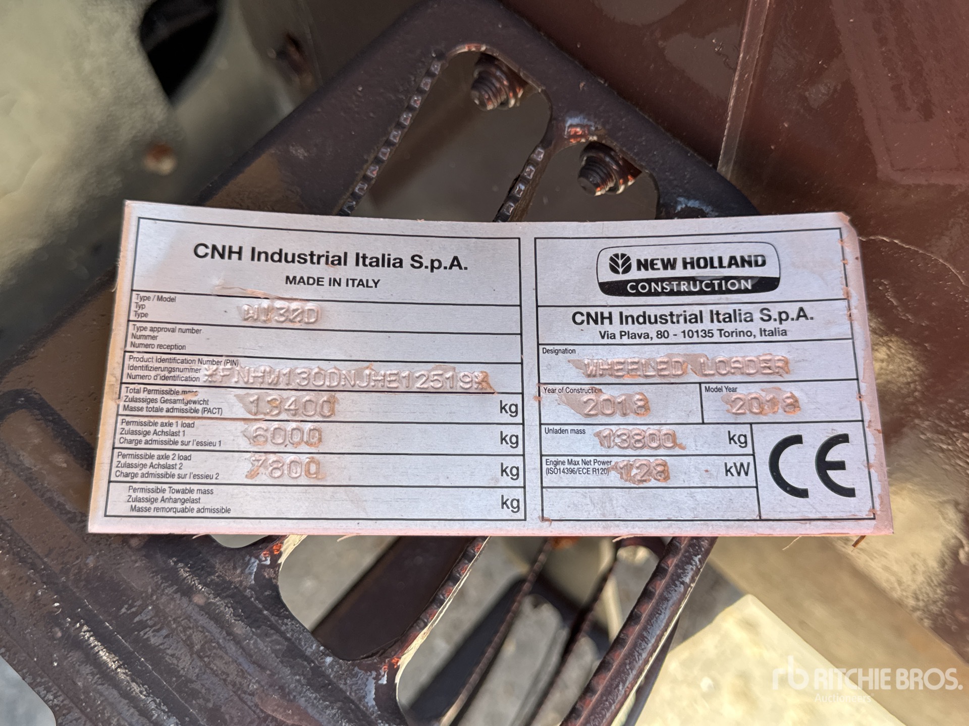 2018 New Holland W130D