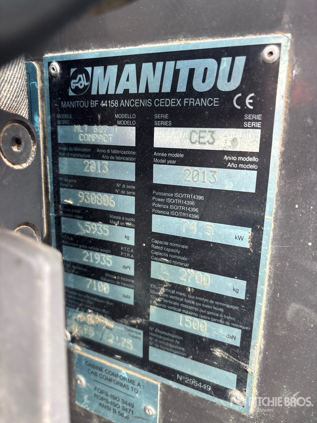 2013 Manitou MLT627T COMPACT