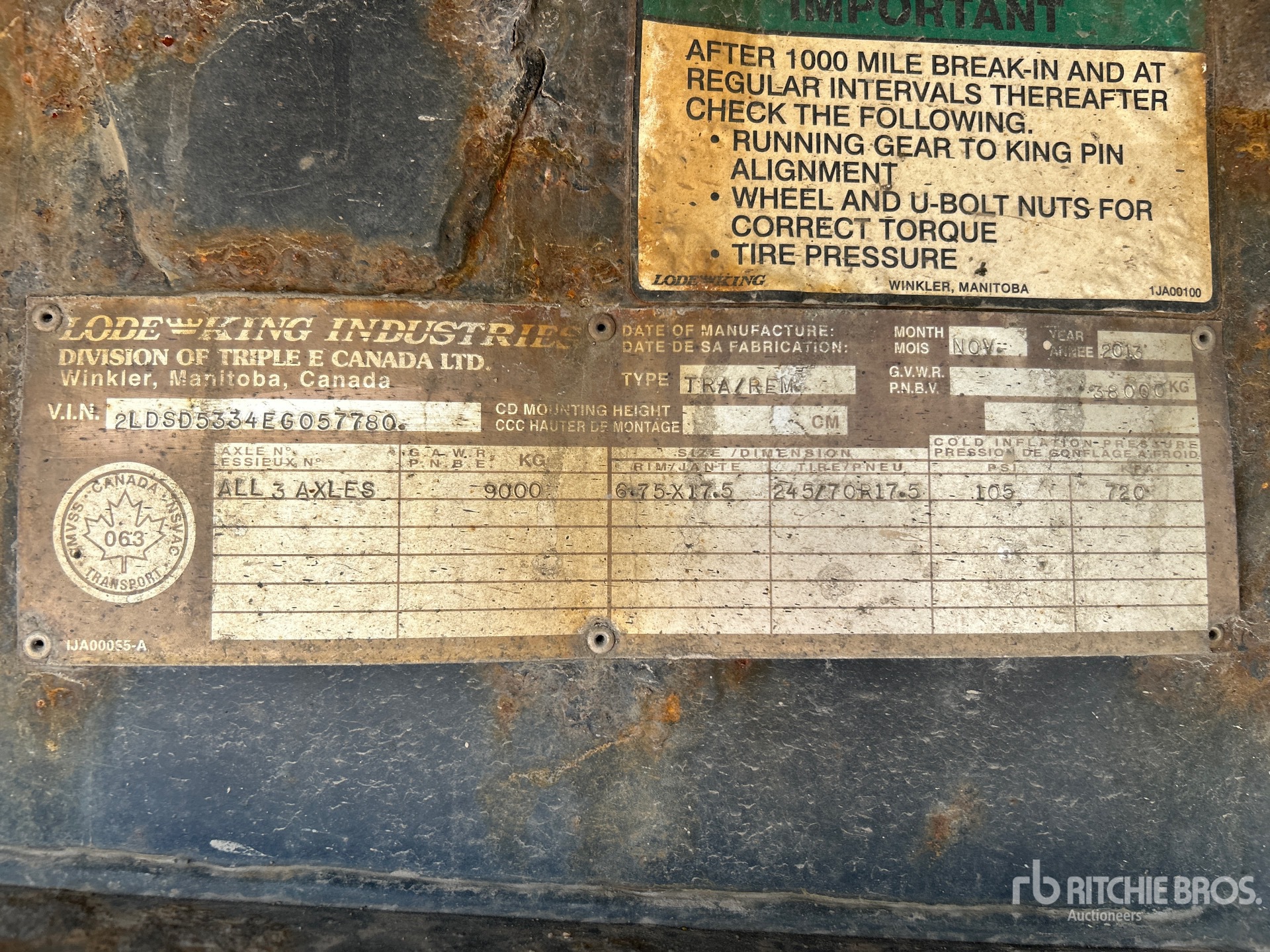 General Appearance with Serial Number / VIN