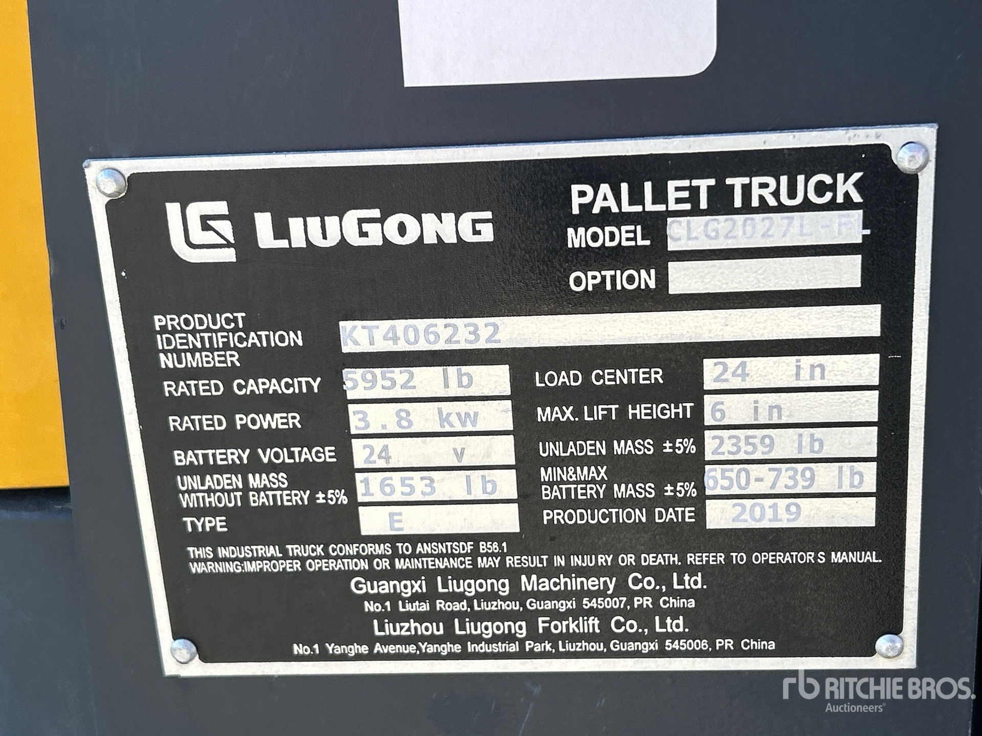2019 Liugong CLG2027L-FL
