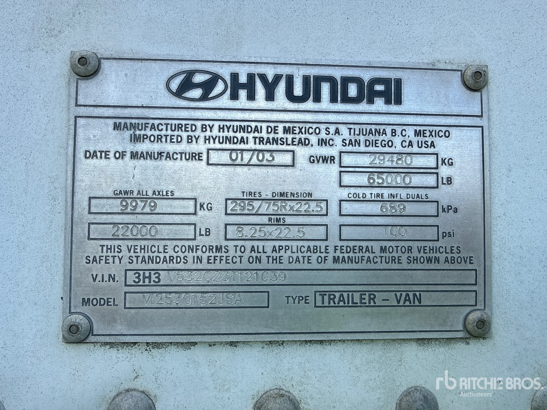 2003 Hyundai V12530152JSA