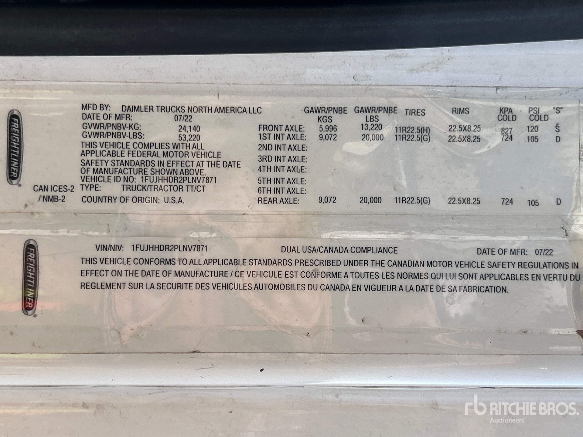 General Appearance with Serial Number / VIN