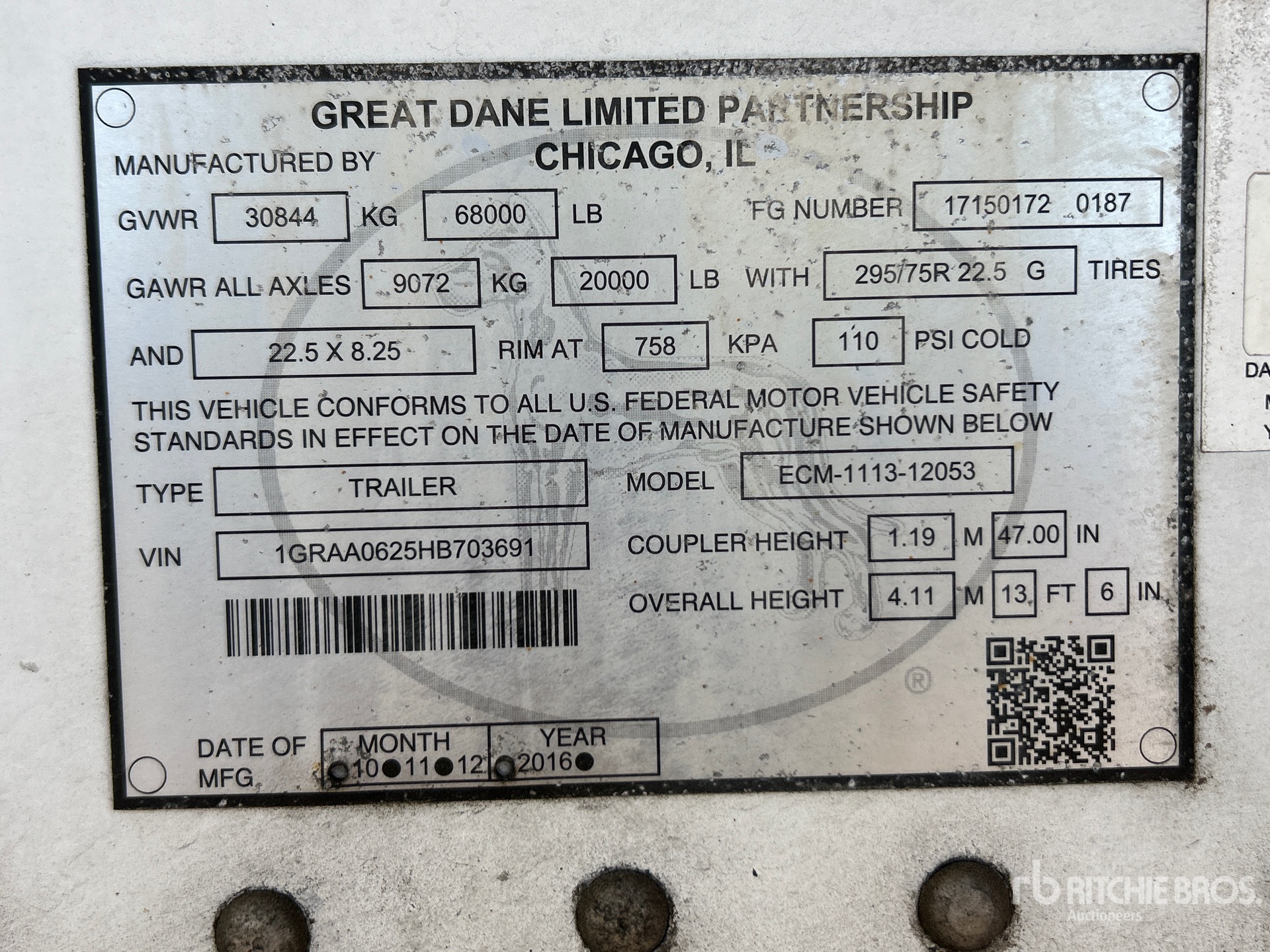 2017 Great Dane ECM-1113-12053