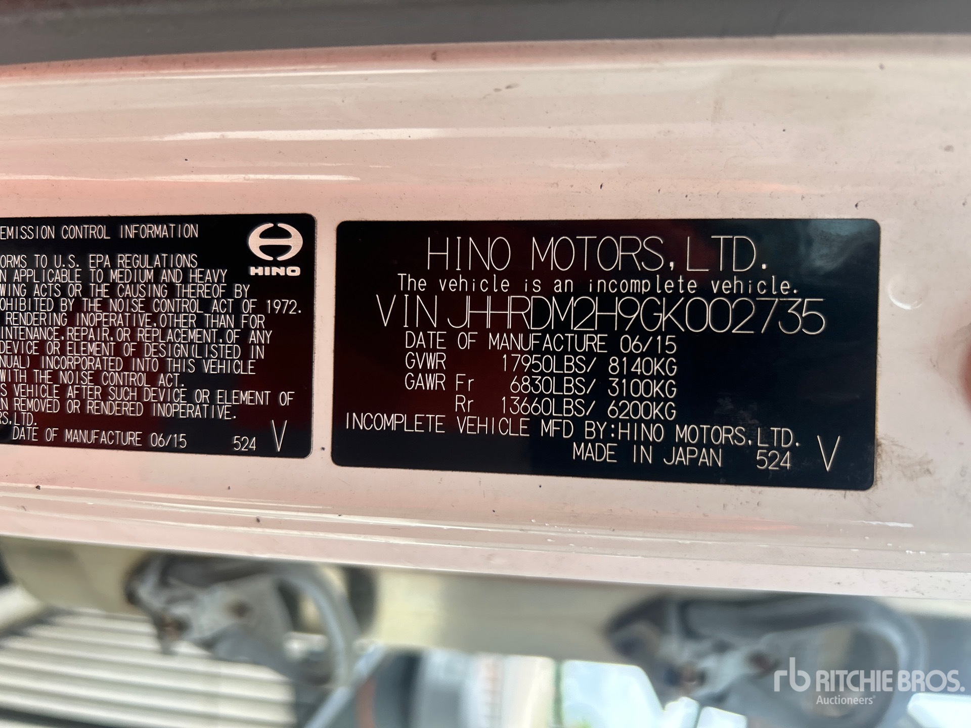 2016 Hino XJC720