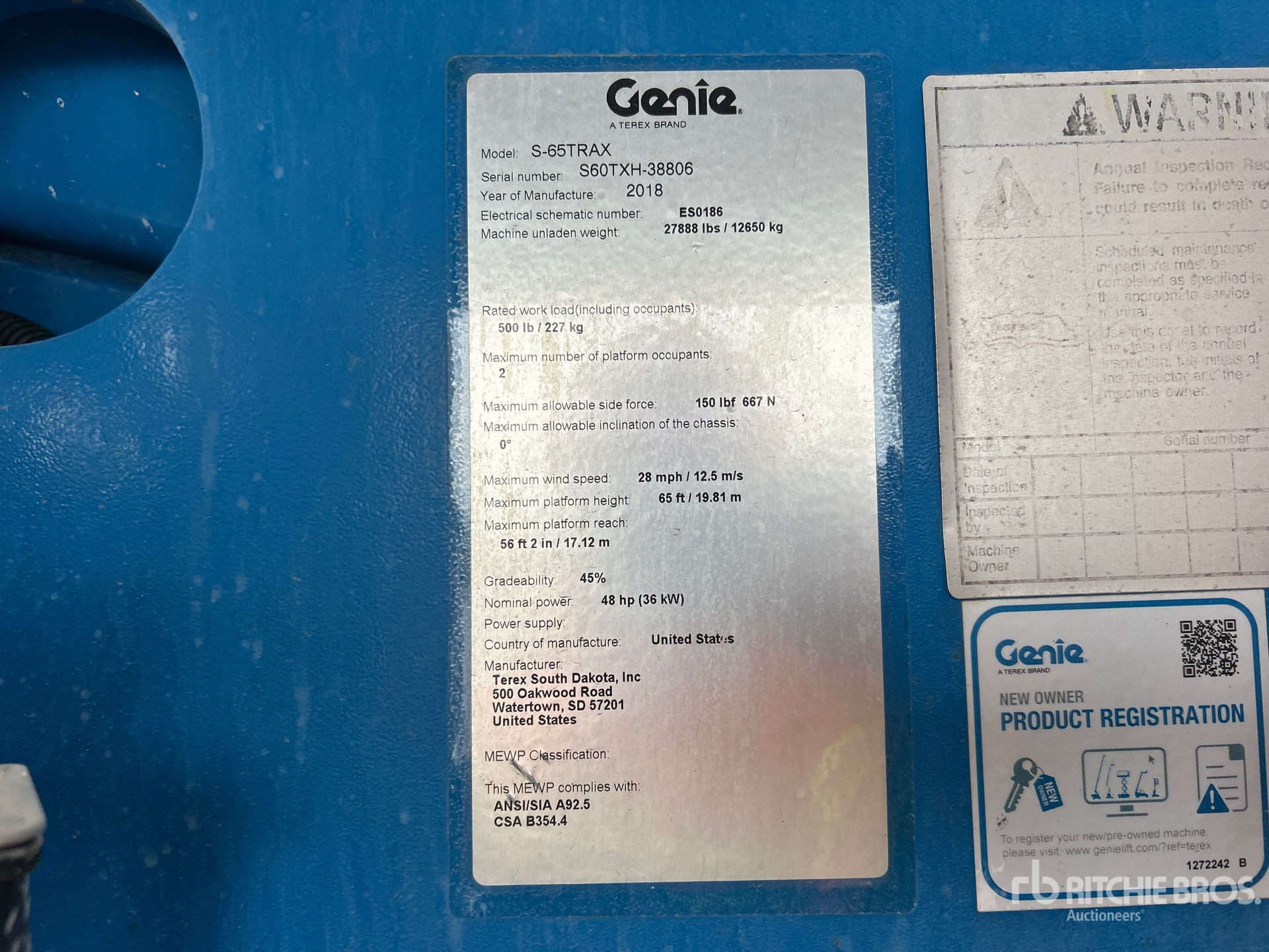 2018 Genie S-65TRAX