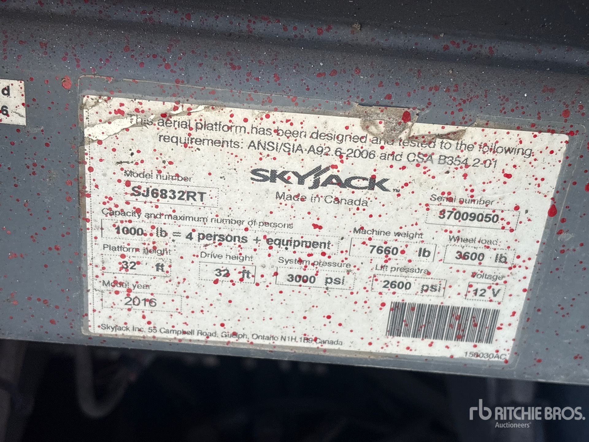 2016 Skyjack SJ6832 RT