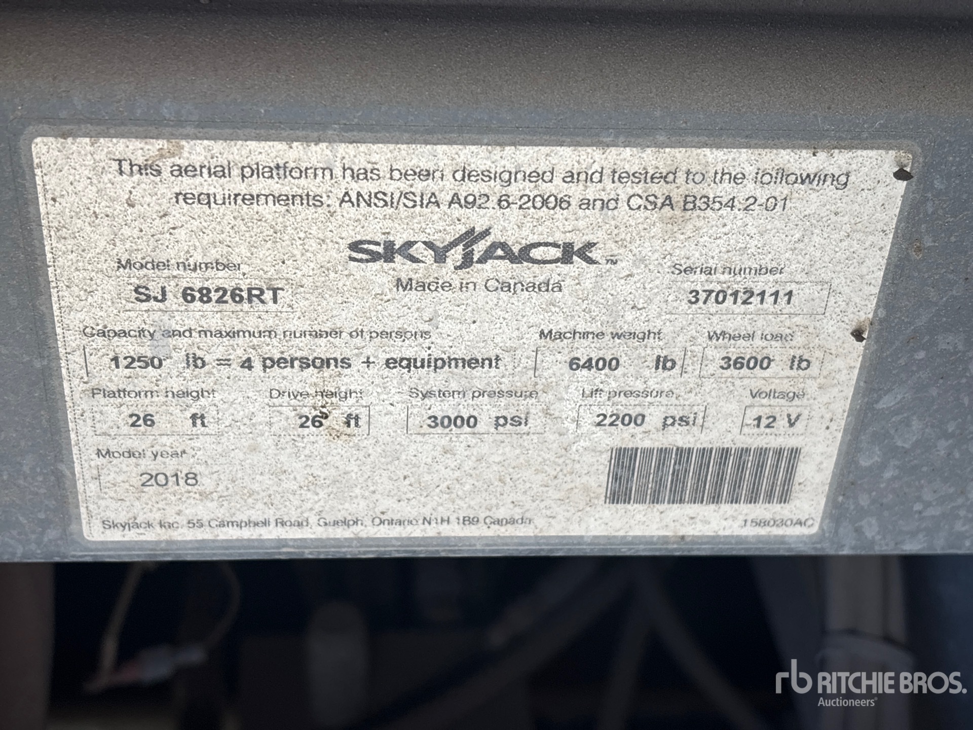 2018 Skyjack SJ6826 RT