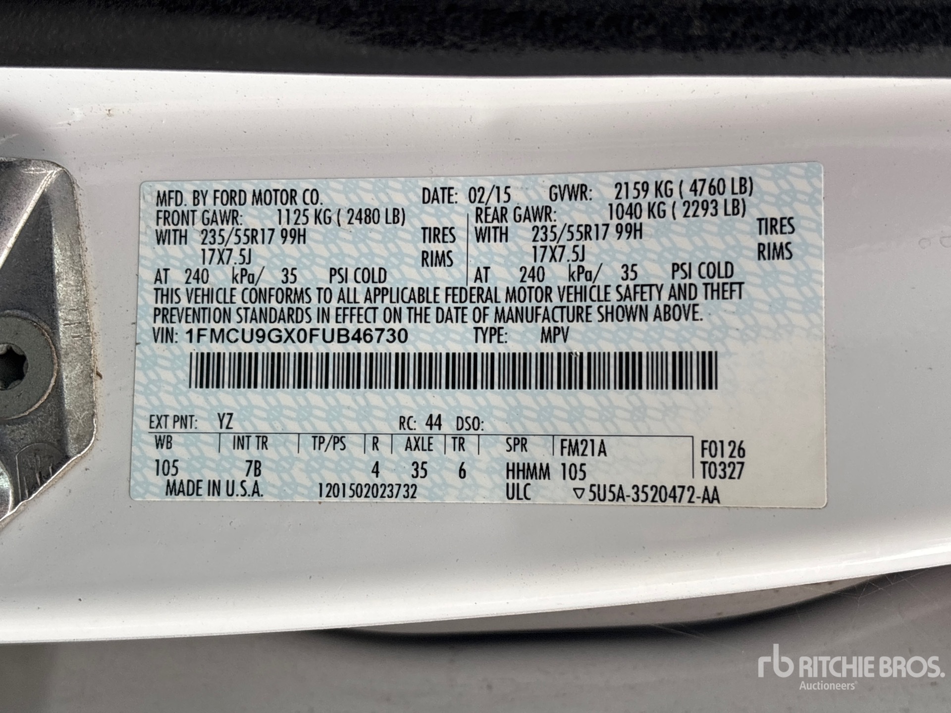 General Appearance with Serial Number / VIN