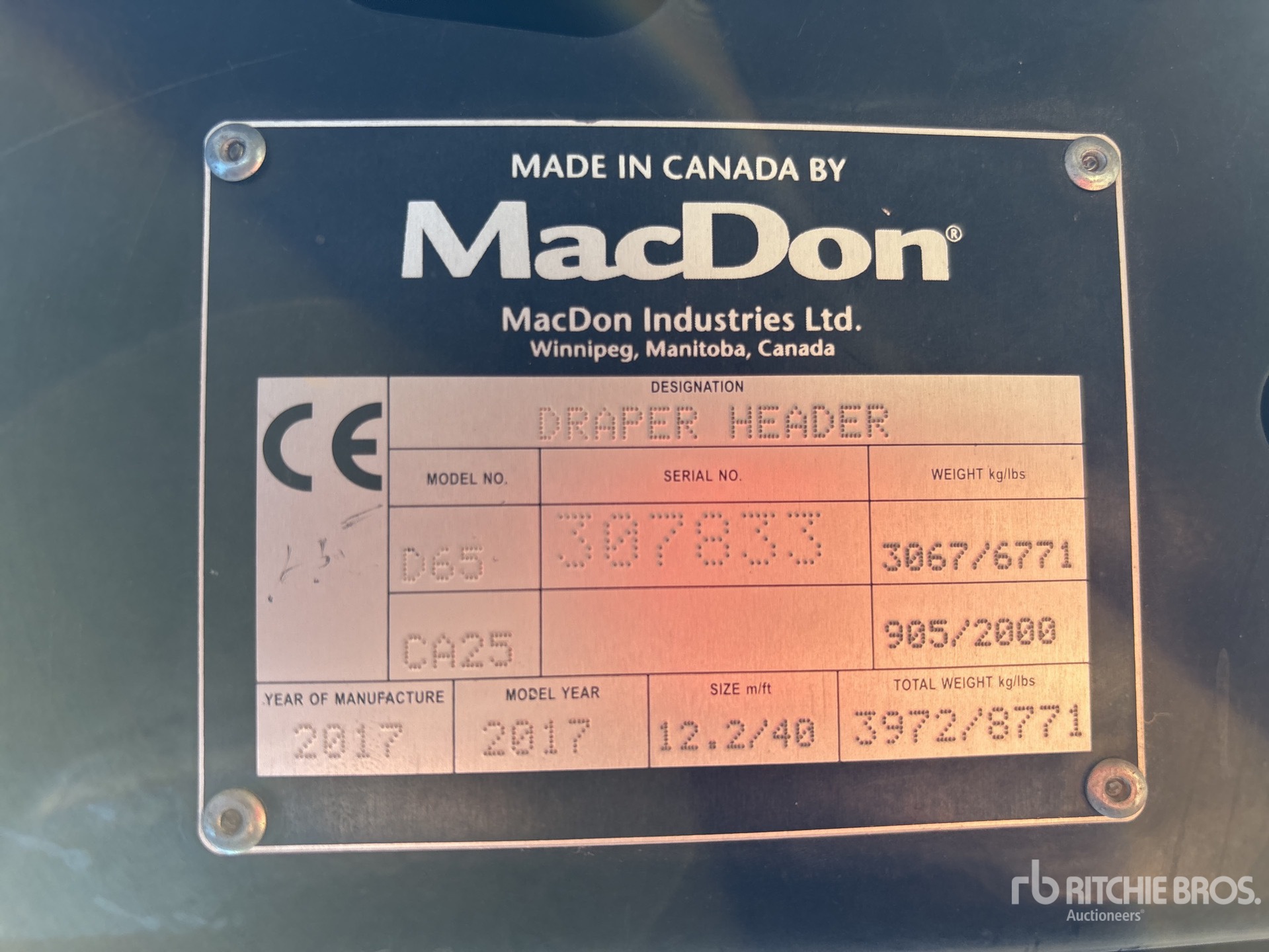 2017 Macdon D65