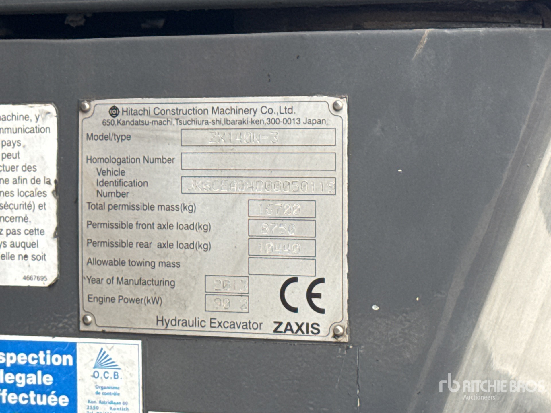 2013 Hitachi ZX140W-3