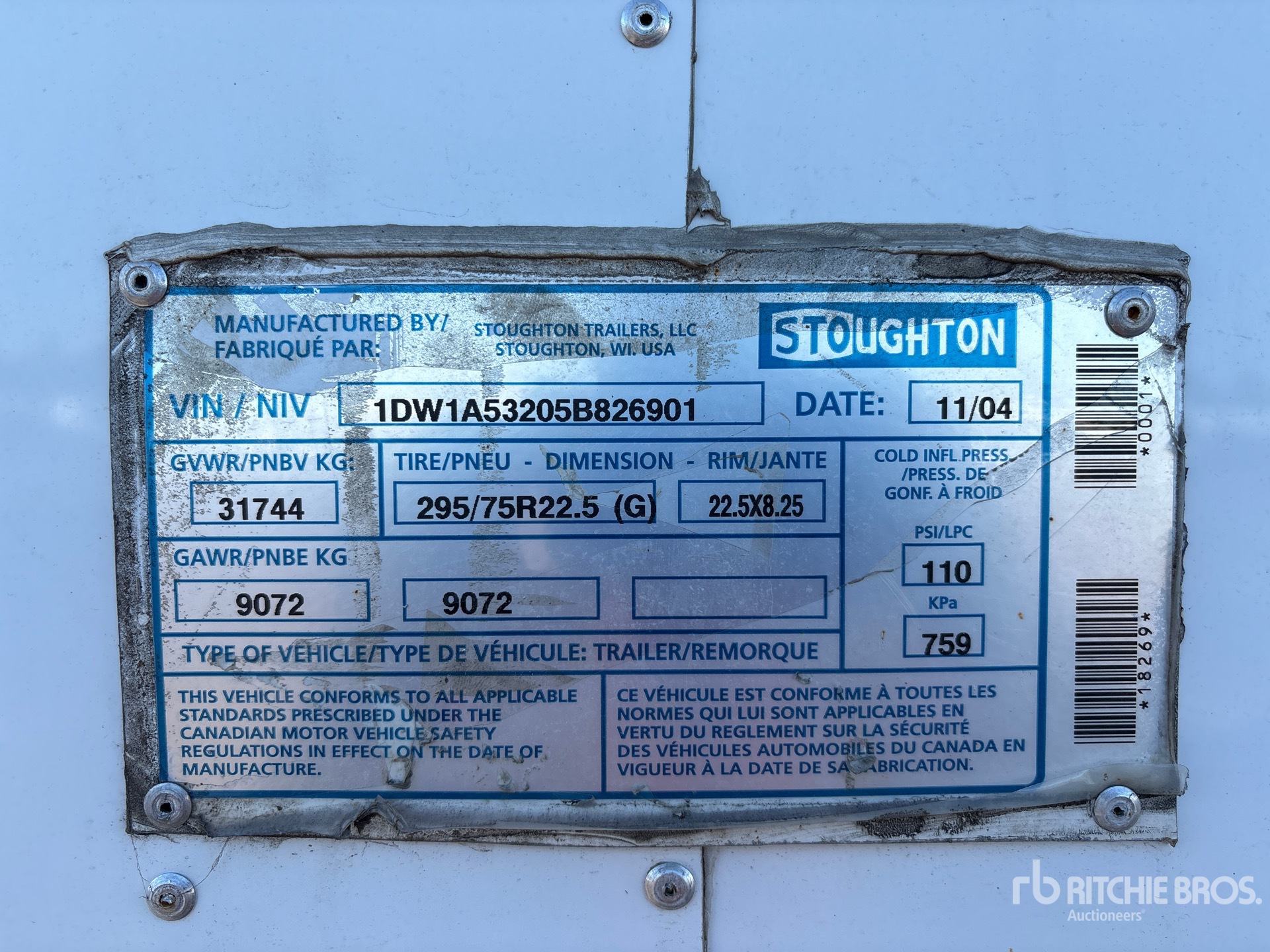 2005 Stoughton 53 FT X 102 IN T/A
