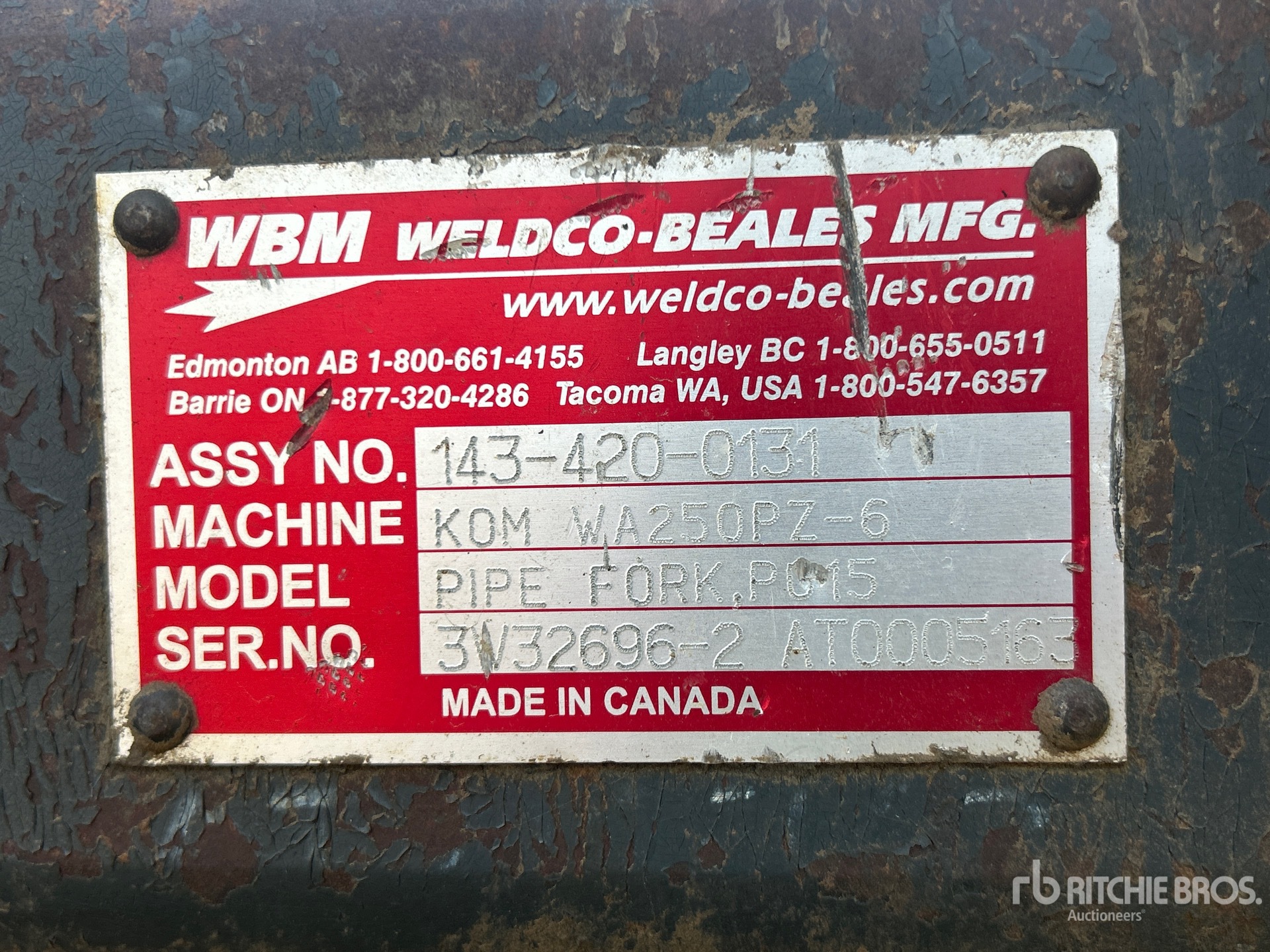 Wabash 60 in Q/C Pipe - Fits Komatsu WA250