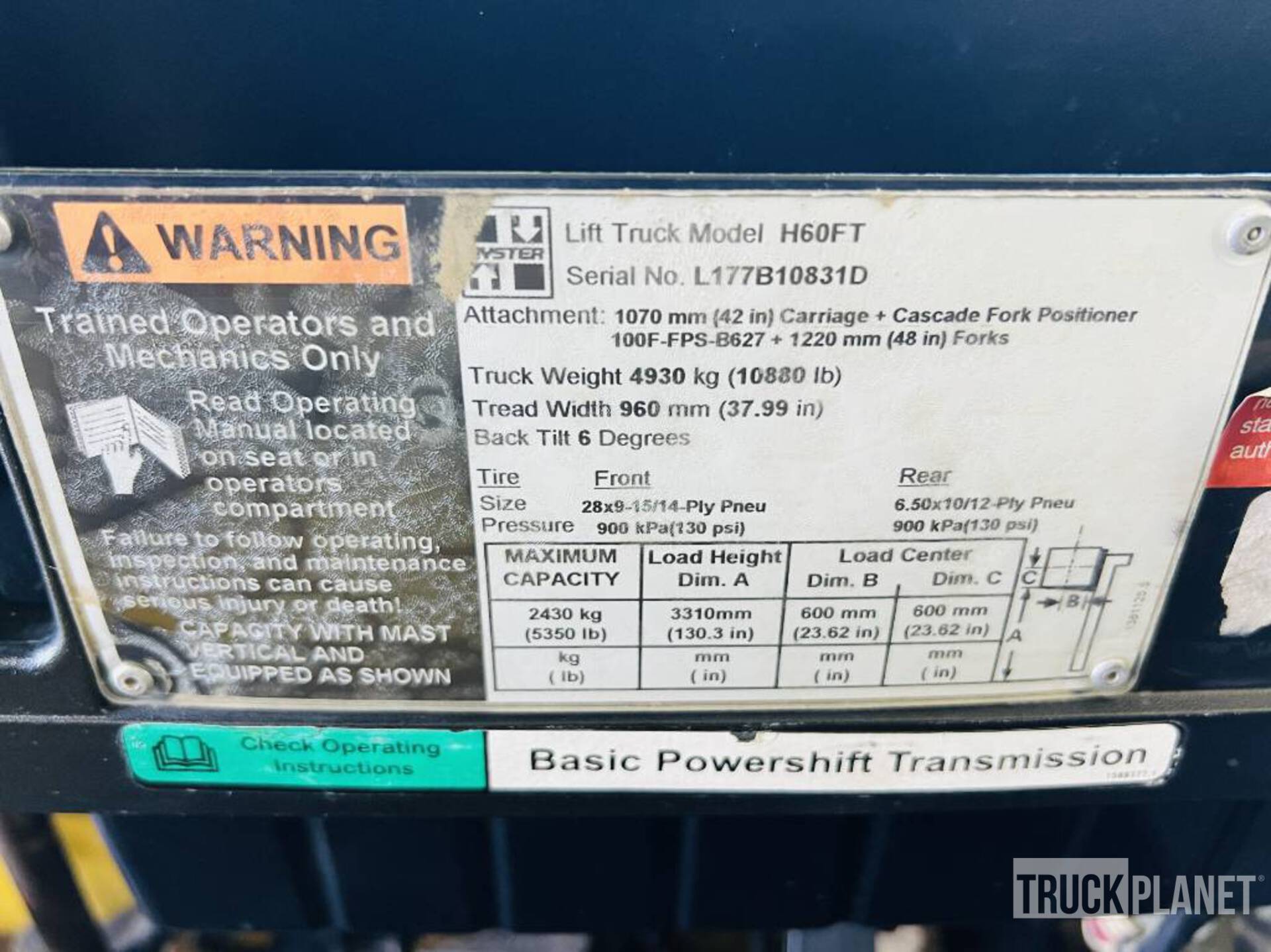 General Appearance with Serial Number / VIN