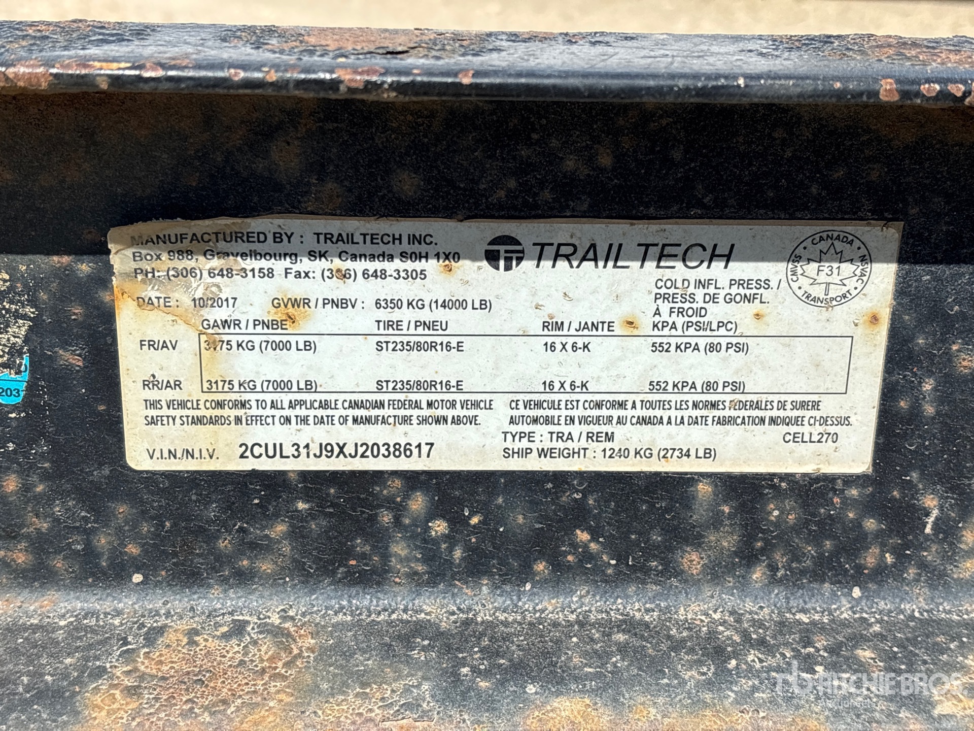 2018 Trailtech 18 FT T/A