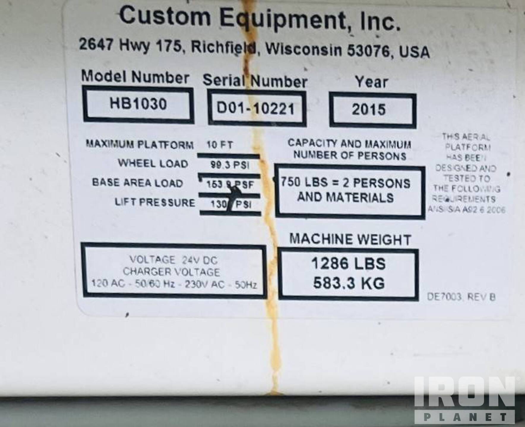 General Appearance with Serial Number / VIN