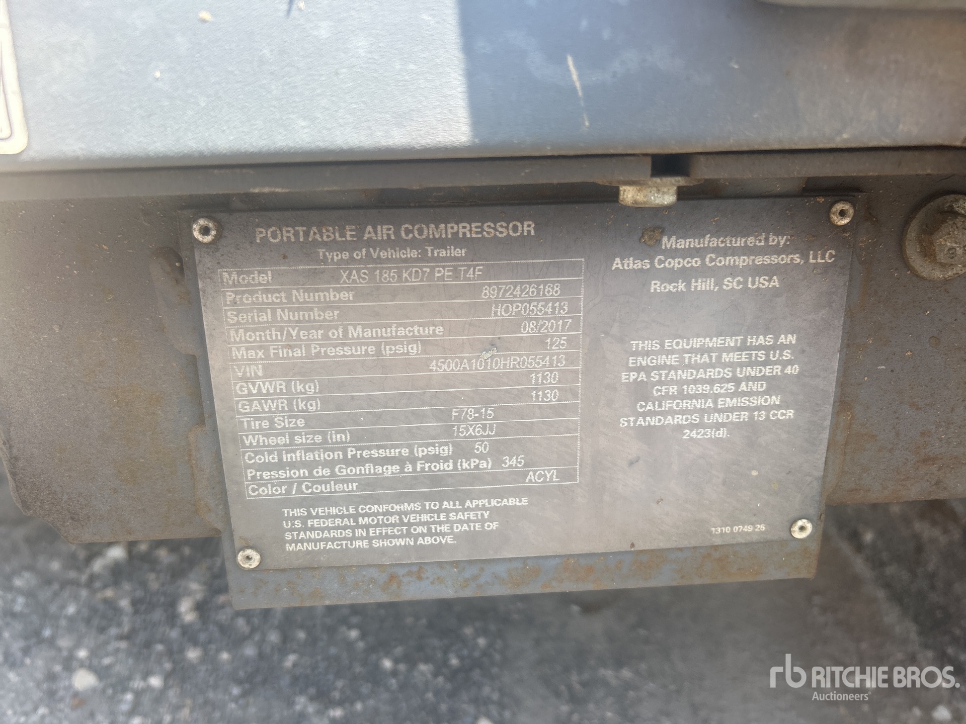 2017 Atlas Copco XAS185KD