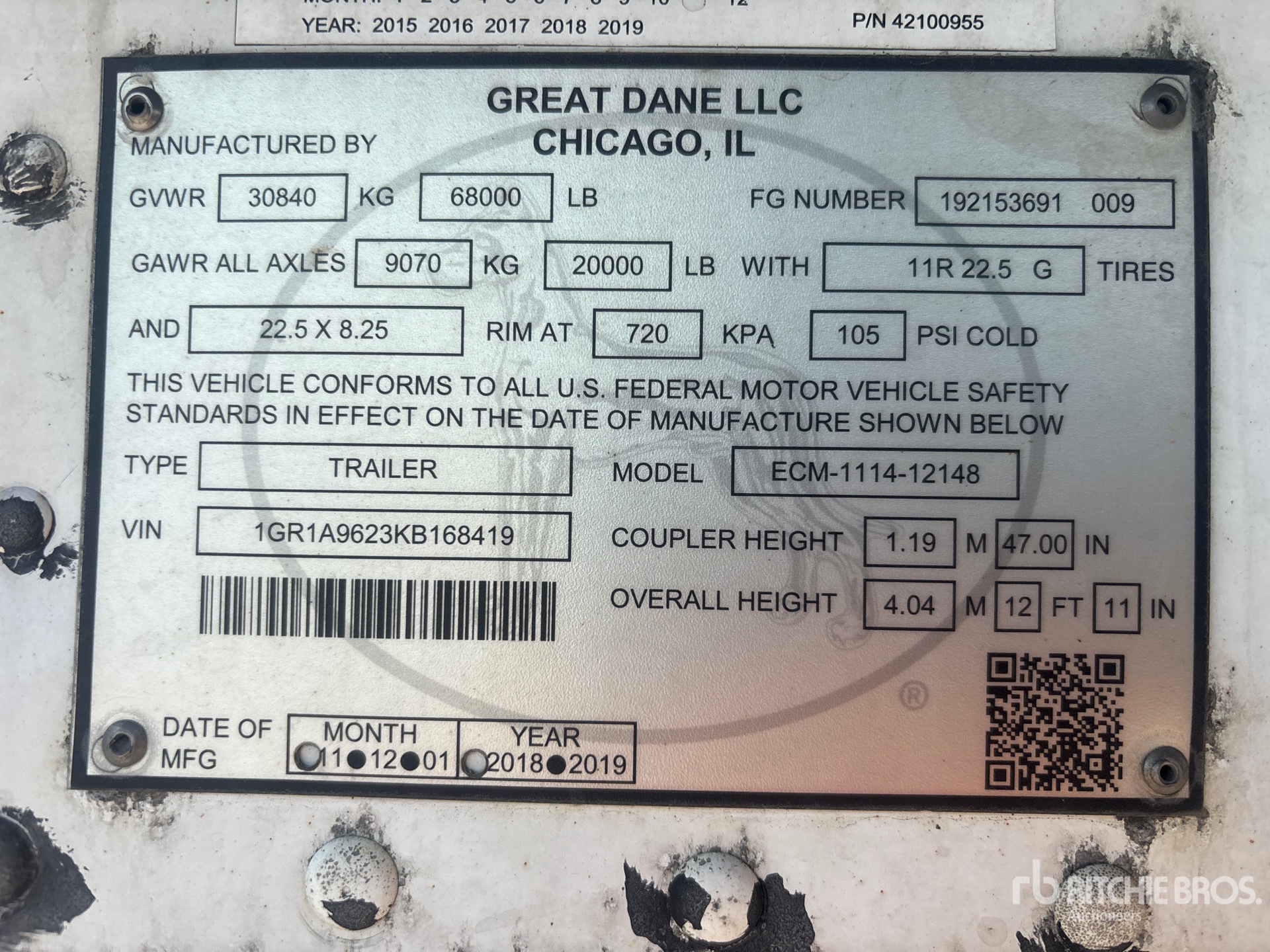 2019 Great Dane ECM-1114-12148
