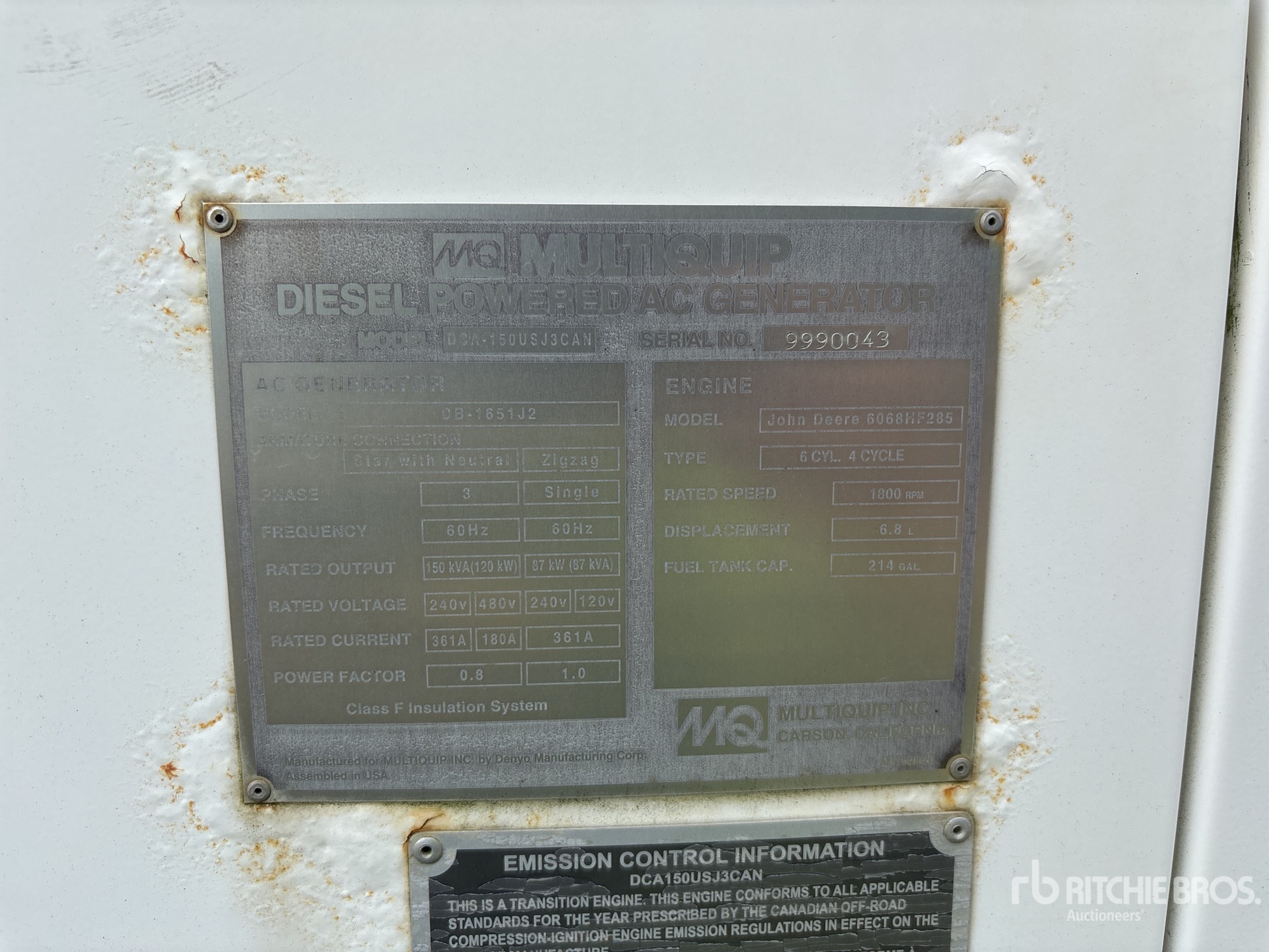 2019 Whisperwatt DCA-150USJ3CAN