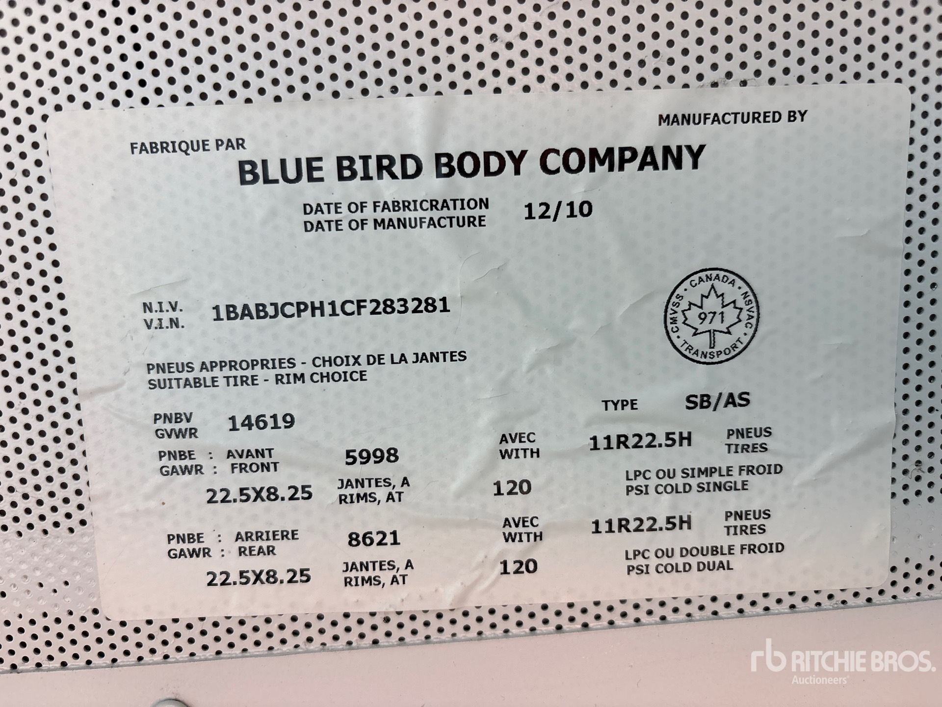2012 Bluebird 4X2 66-SEAT SCHOOL