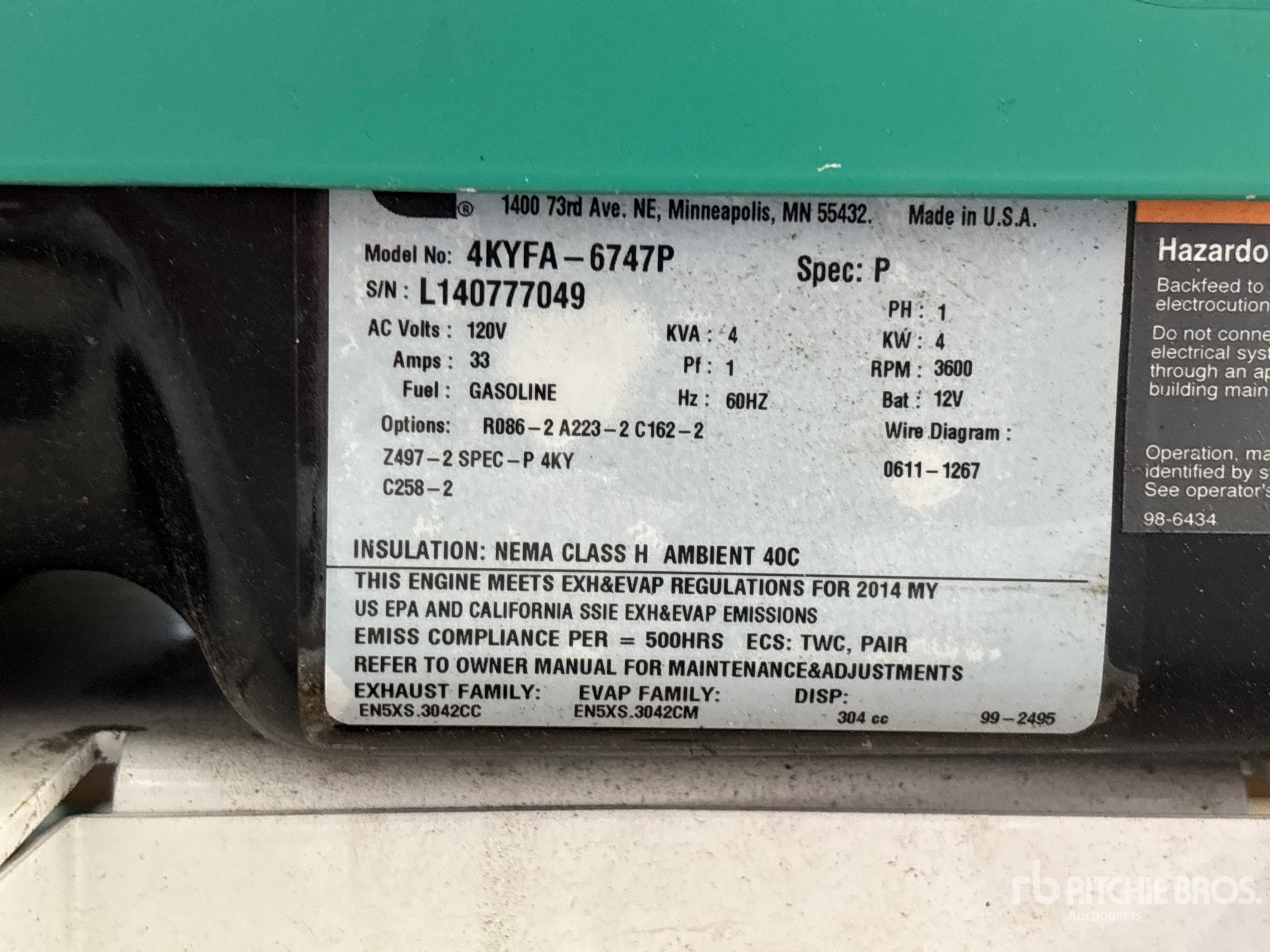 General Appearance with Serial Number / VIN