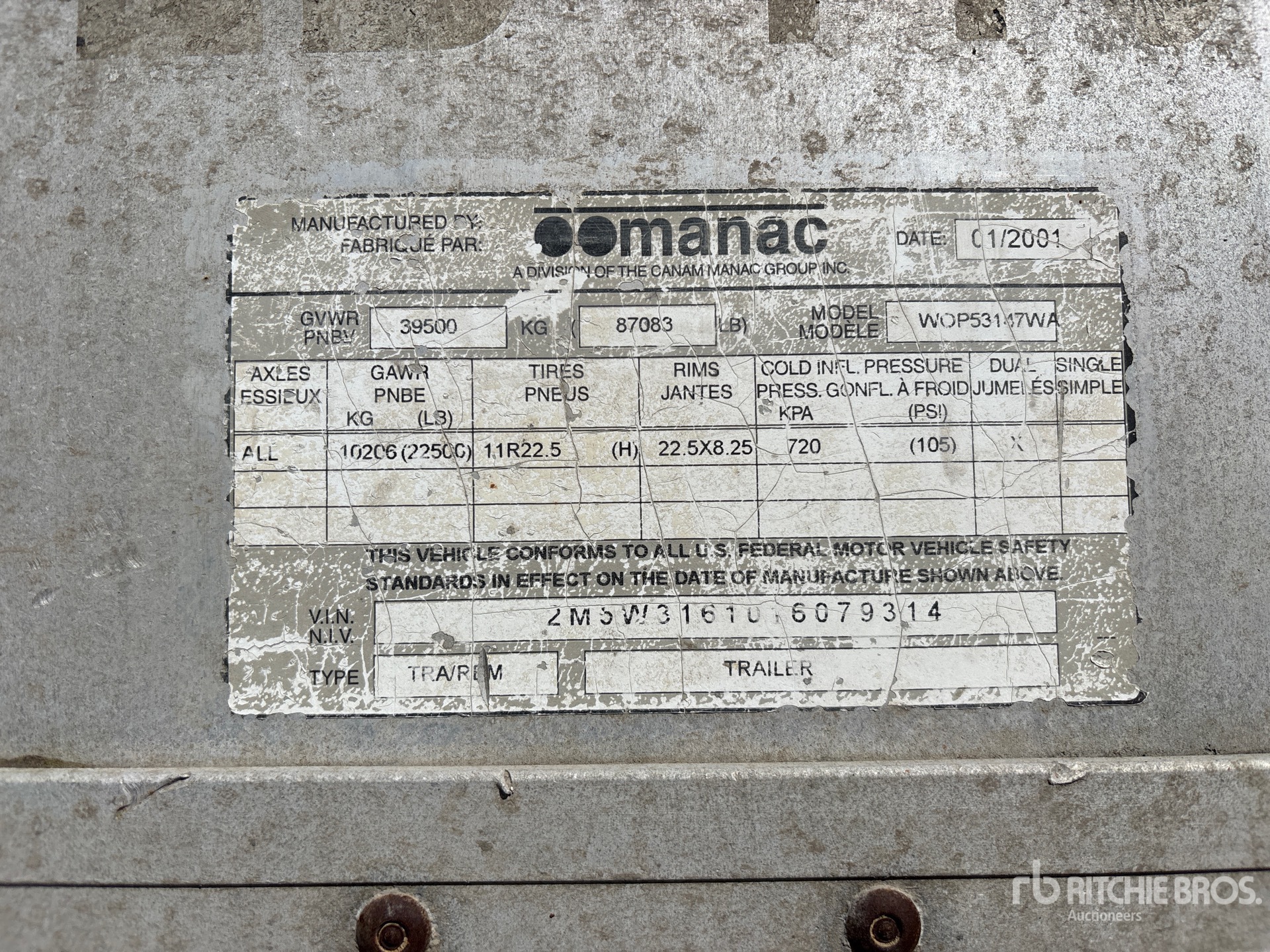 General Appearance with Serial Number / VIN