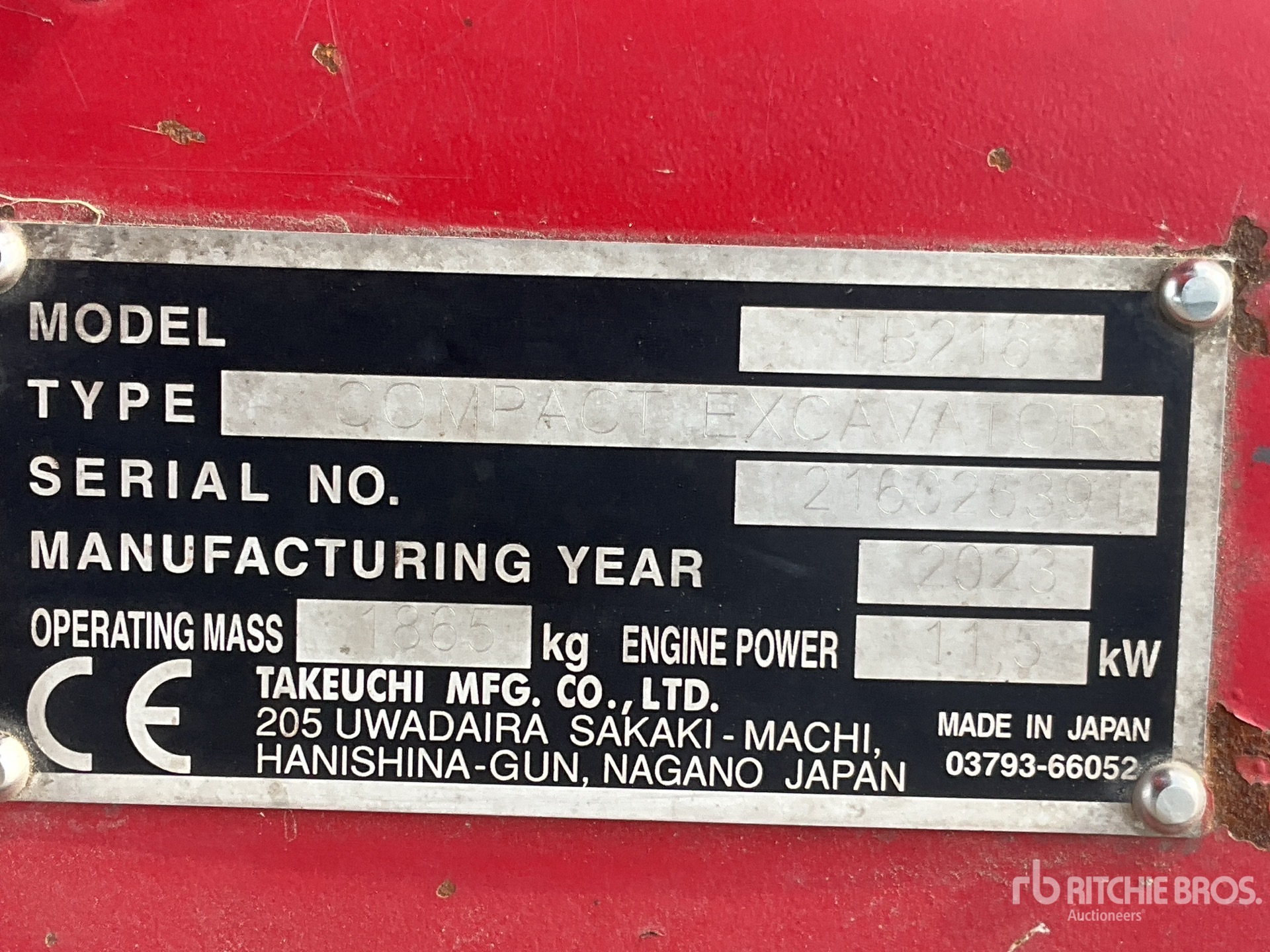 2023 Takeuchi TB216